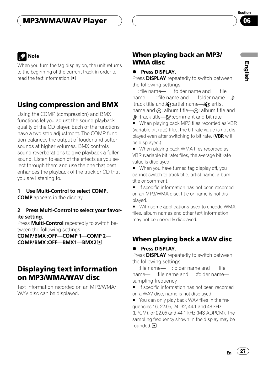 Pioneer DEH-P1Y operation manual 