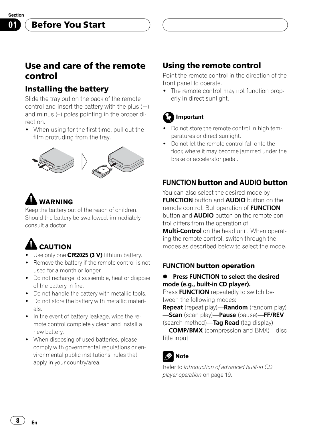 Pioneer DEH-P1Y operation manual 