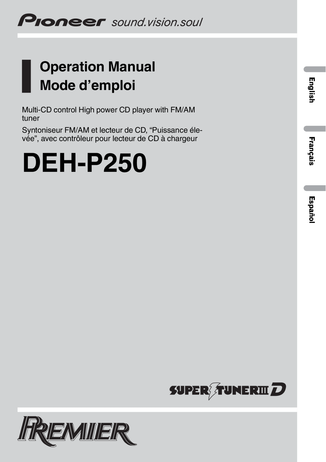 Pioneer DEH-P250 operation manual 