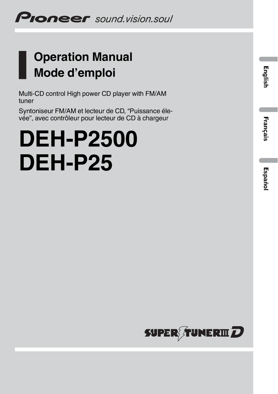 Pioneer DEH-P2500 operation manual 