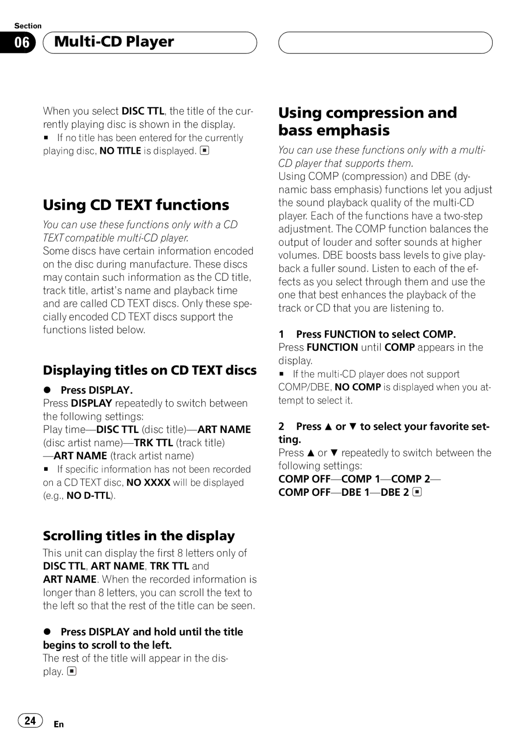 Pioneer DEH-P2500 operation manual 