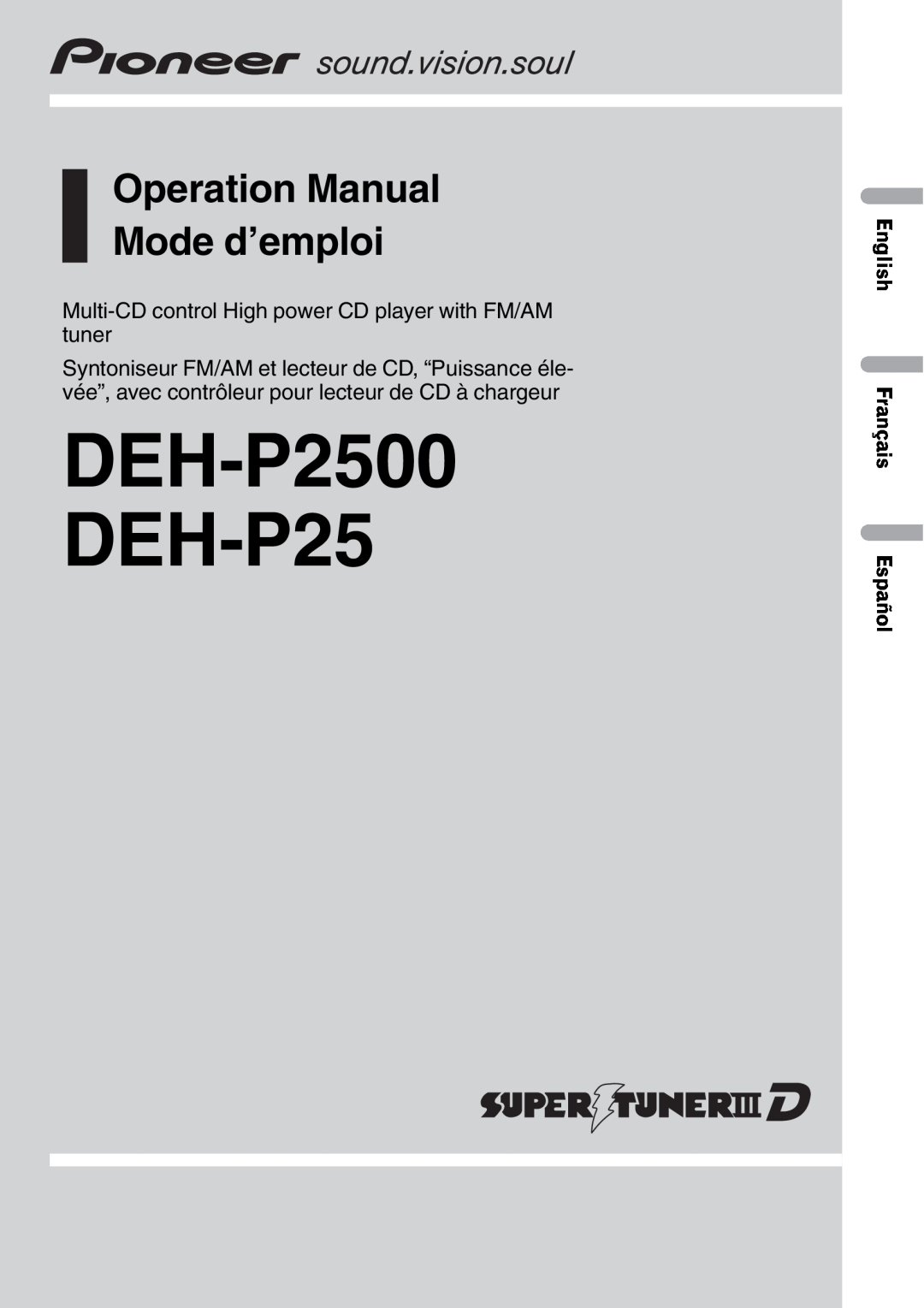 Pioneer DEH-P2500 operation manual 