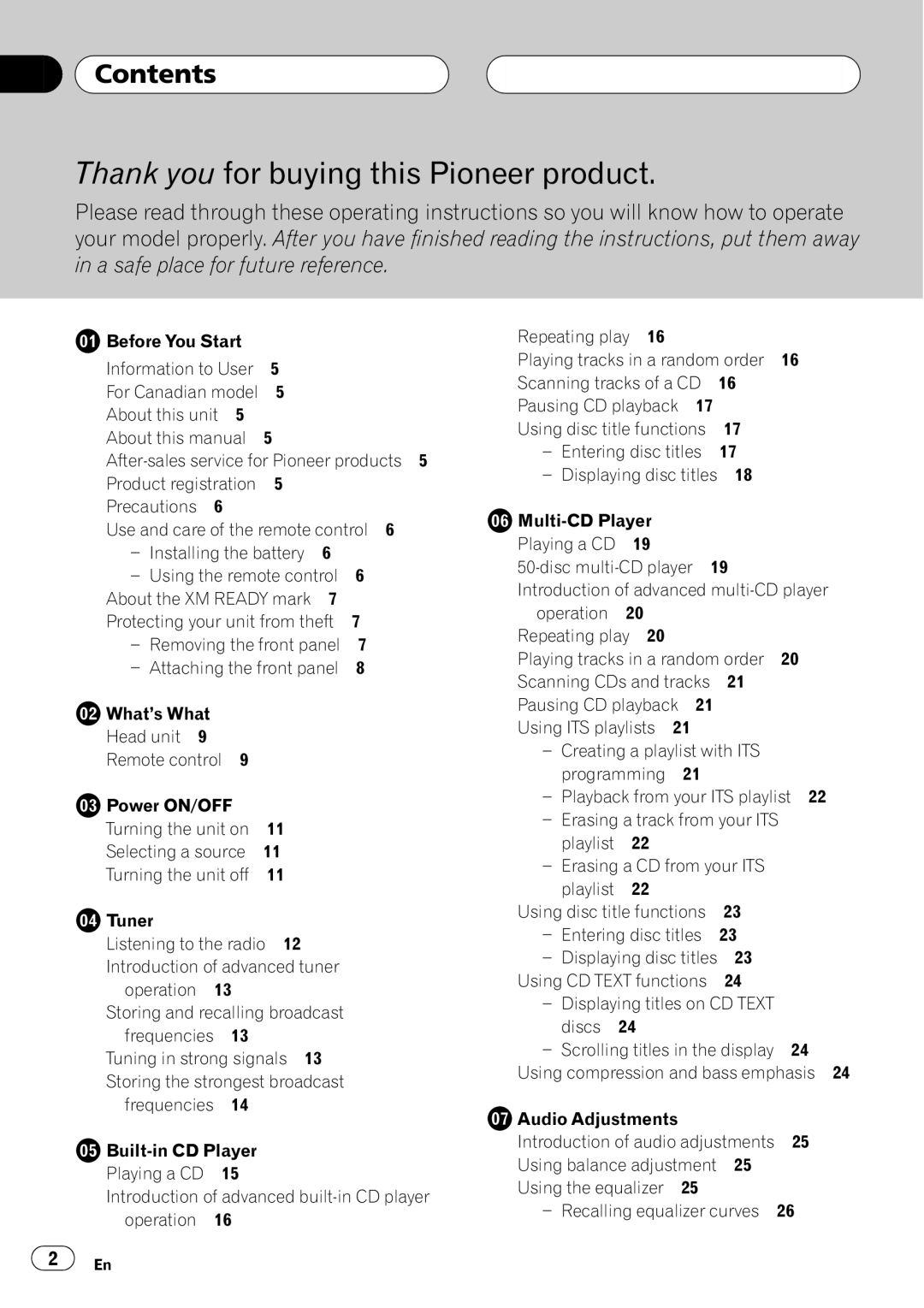 Pioneer DEH-P2600 operation manual 