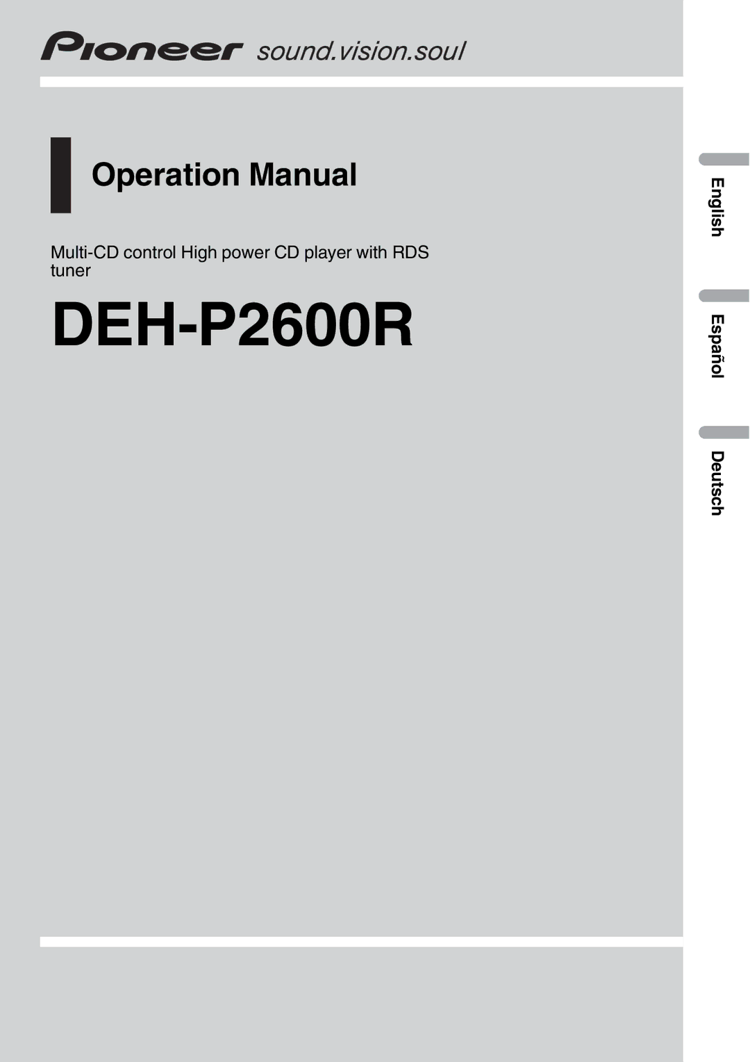 Pioneer DEH-P2600R operation manual 