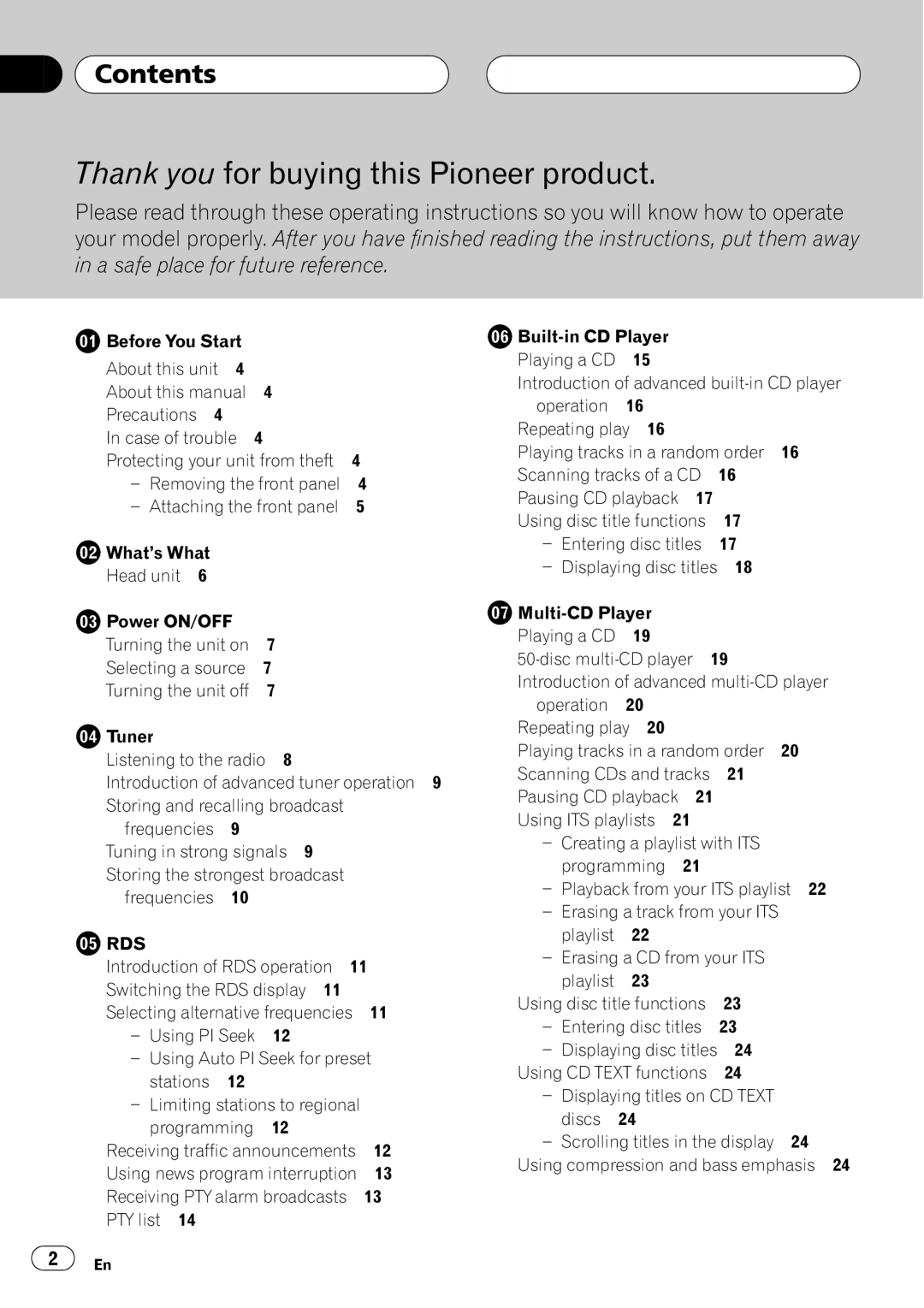 Pioneer DEH-P2600R operation manual 