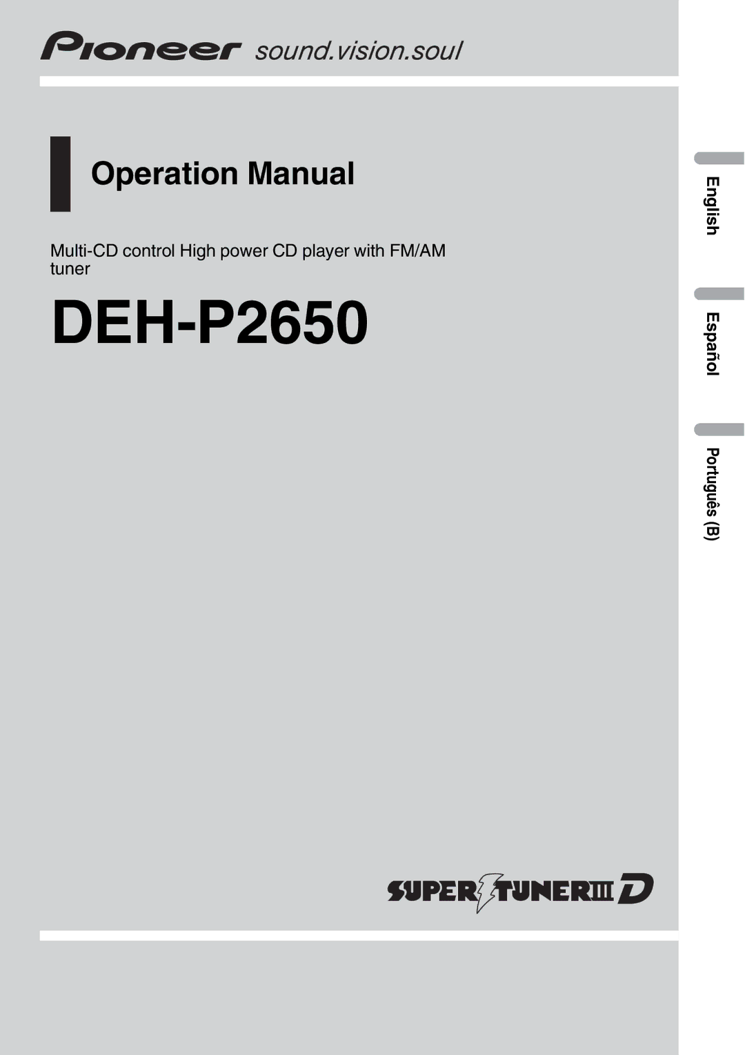 Pioneer DEH-P2650 operation manual 