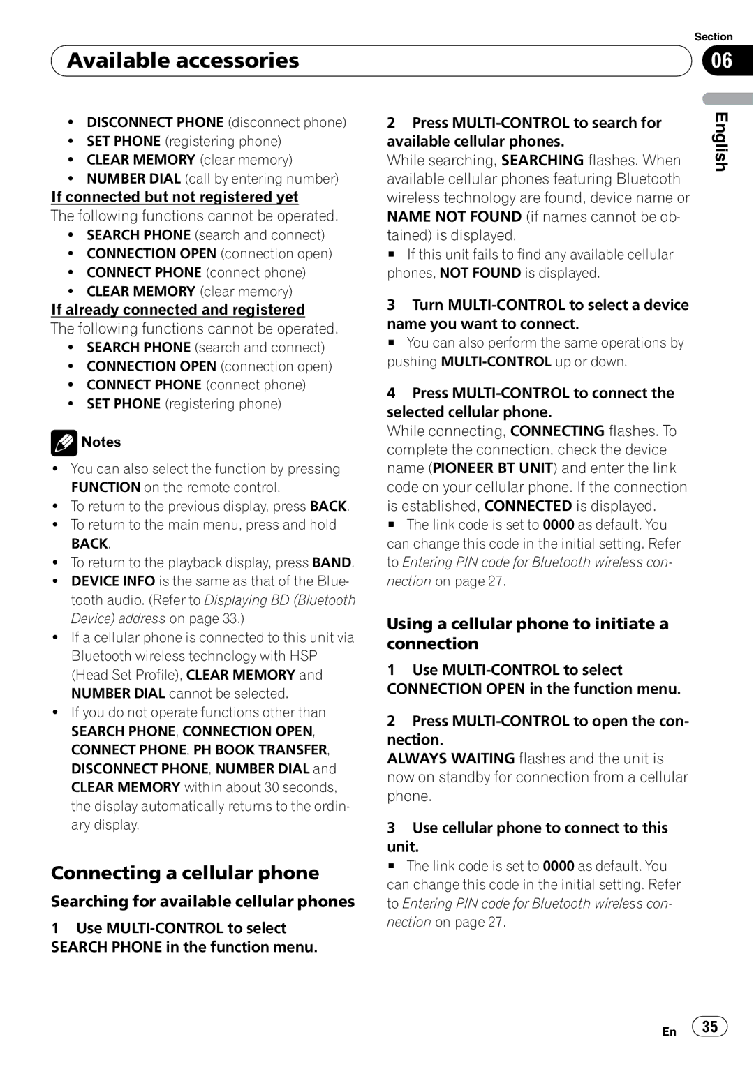 Pioneer DEH-P3000IB operation manual Connecting a cellular phone, Searching for available cellular phones 