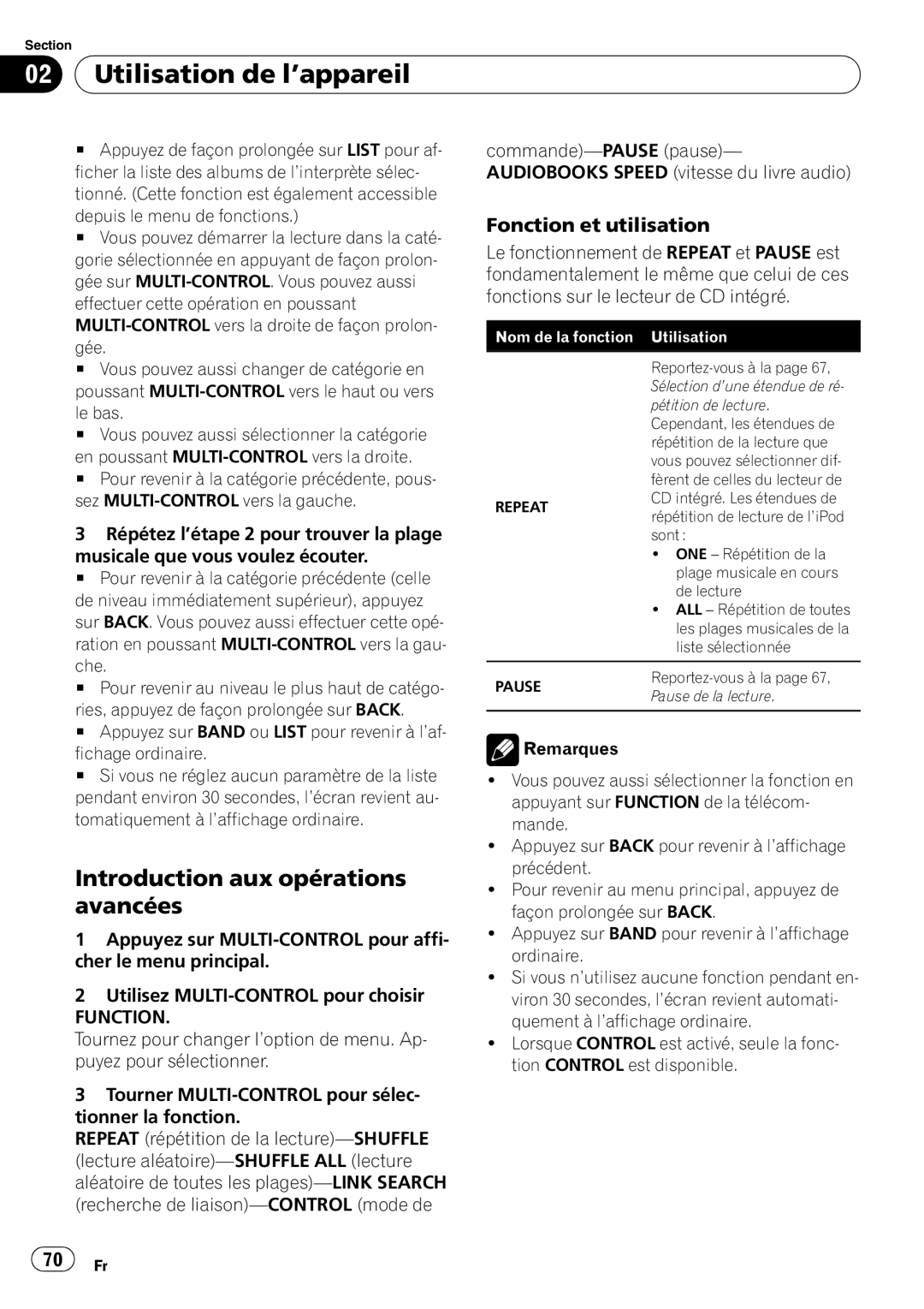 Pioneer DEH-P3000IB operation manual Fonction et utilisation 