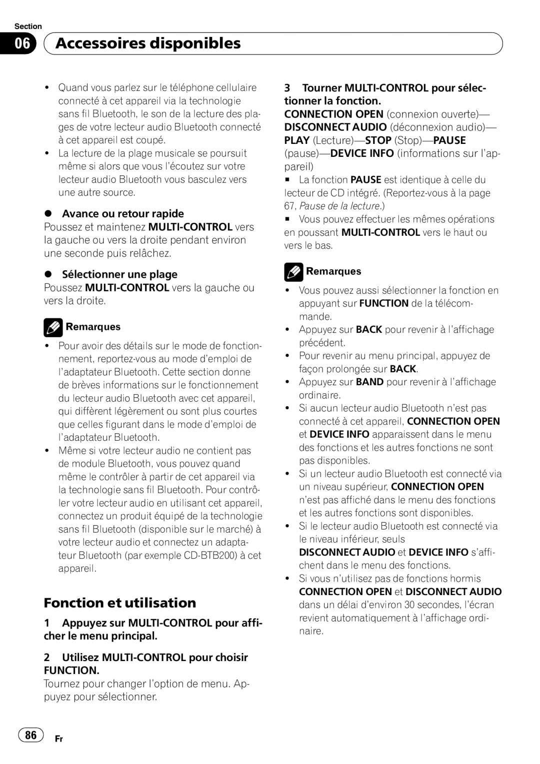 Pioneer DEH-P3000IB operation manual Fonction et utilisation 