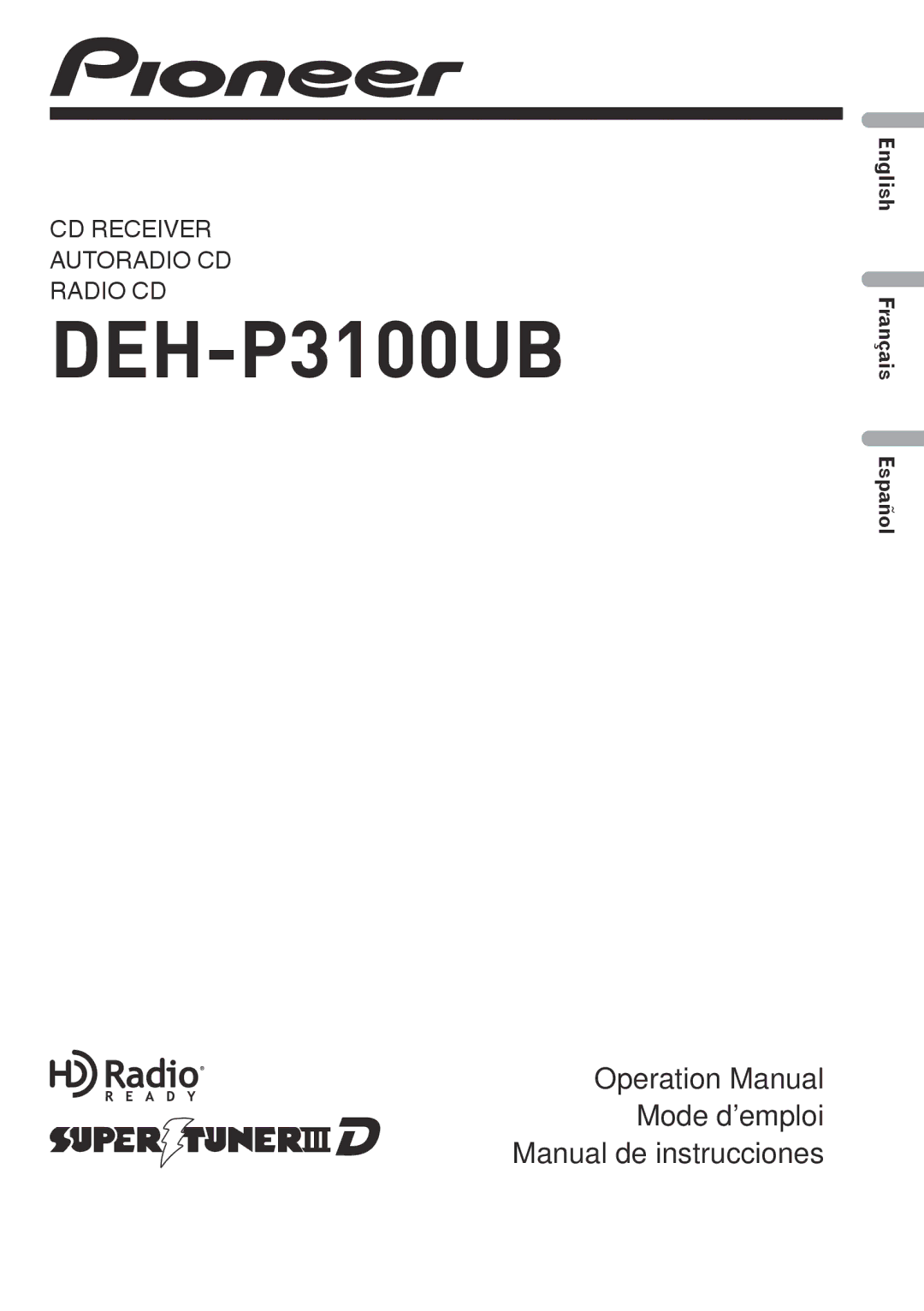 Pioneer DEH-P3100UB operation manual 