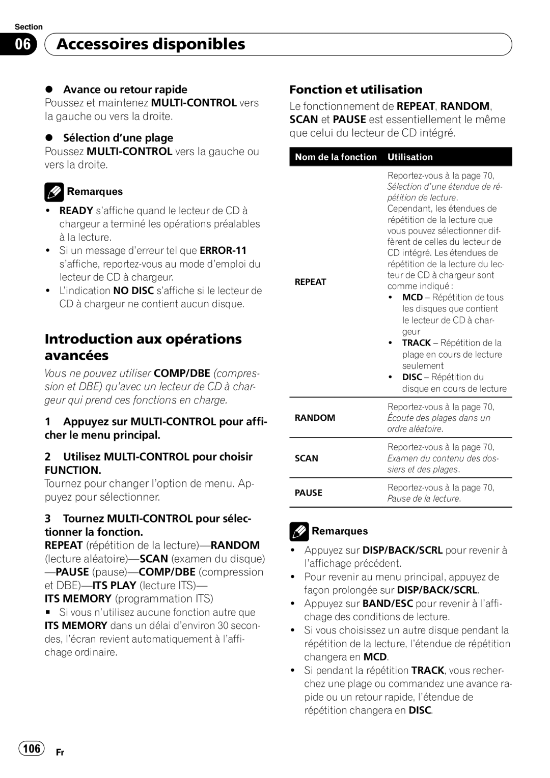 Pioneer DEH-P3100UB operation manual 106 Fr 