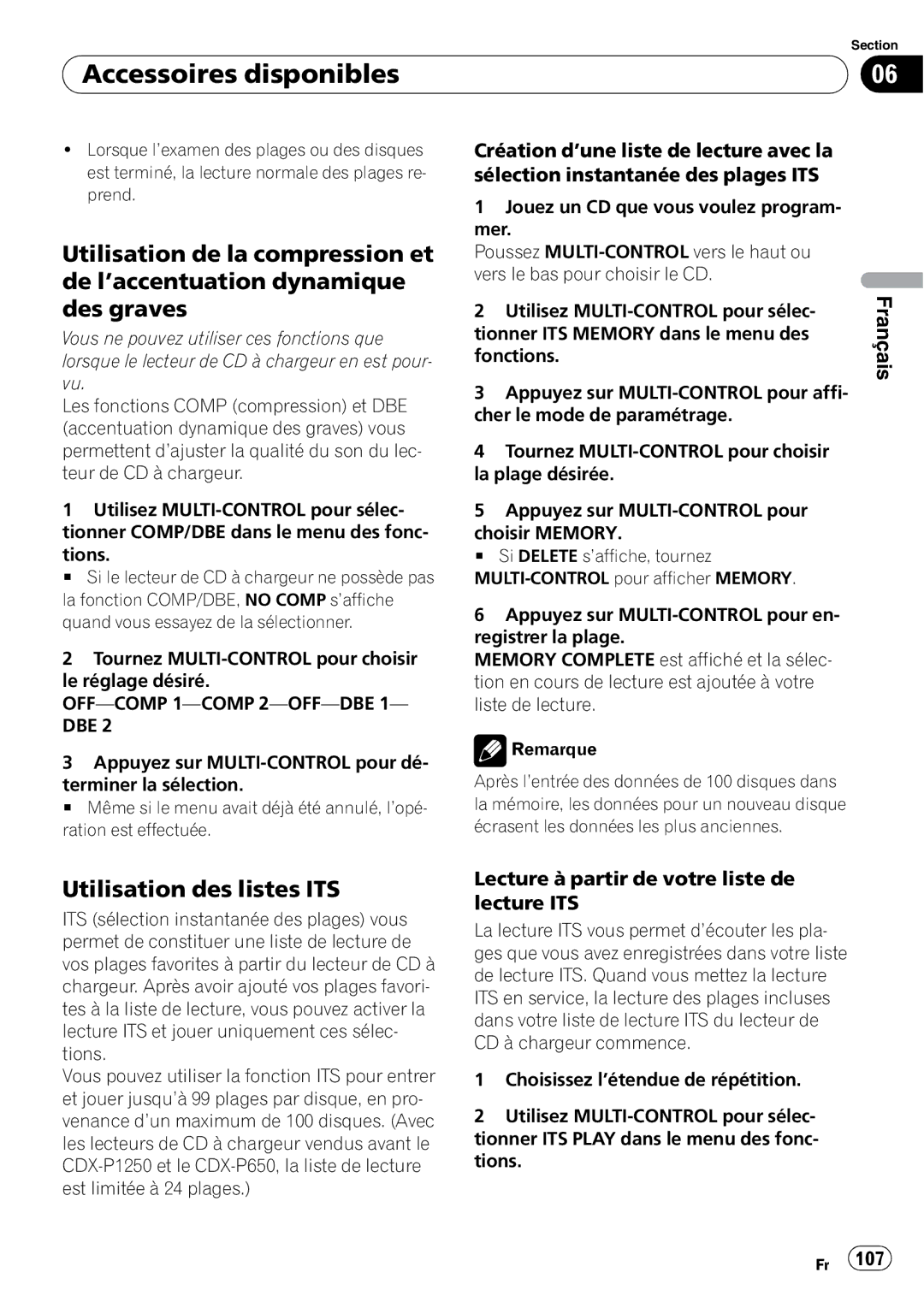 Pioneer DEH-P3100UB operation manual Utilisation des listes ITS, Lecture à partir de votre liste de lecture ITS 