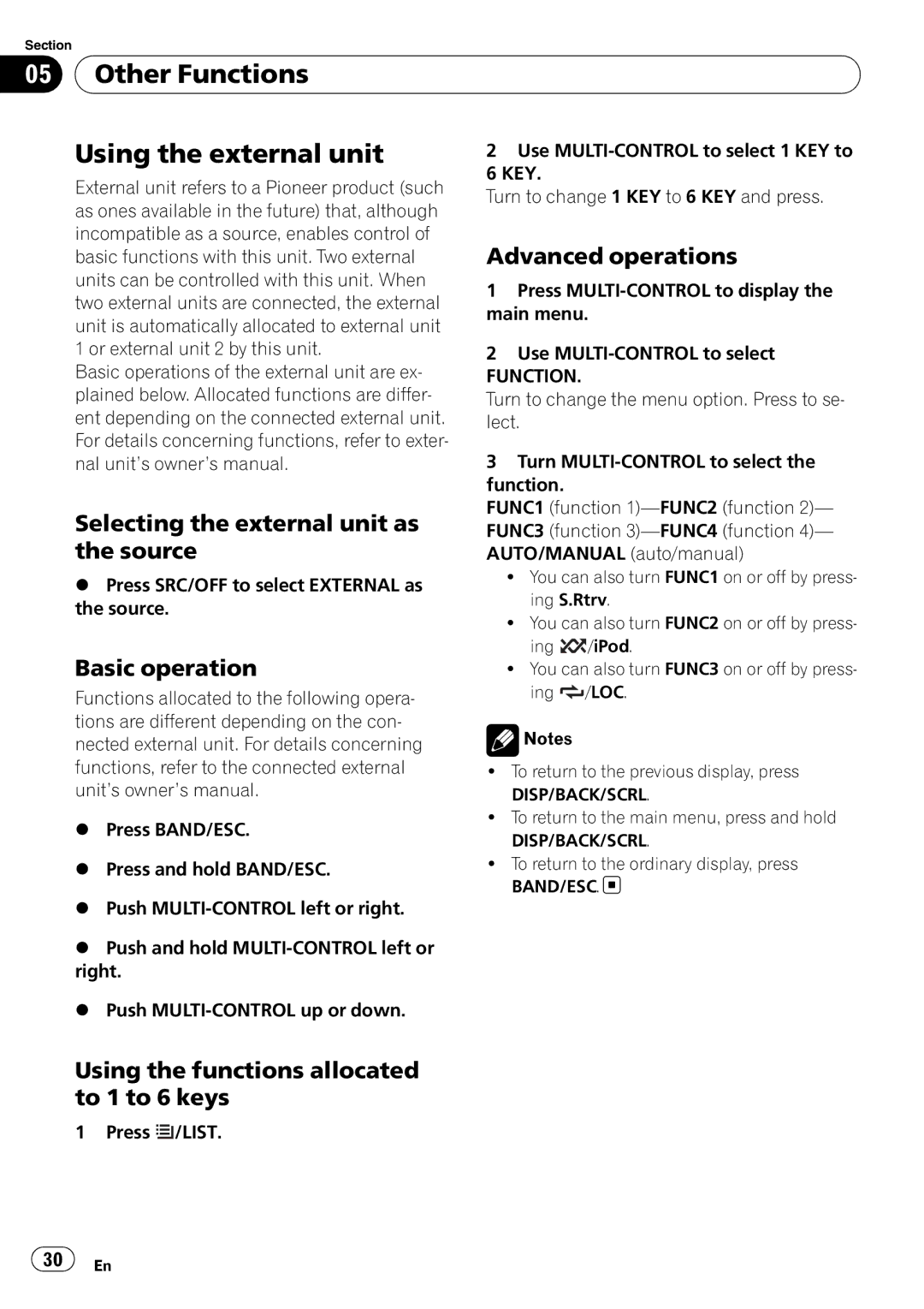 Pioneer DEH-P3100UB operation manual Other Functions Using the external unit 