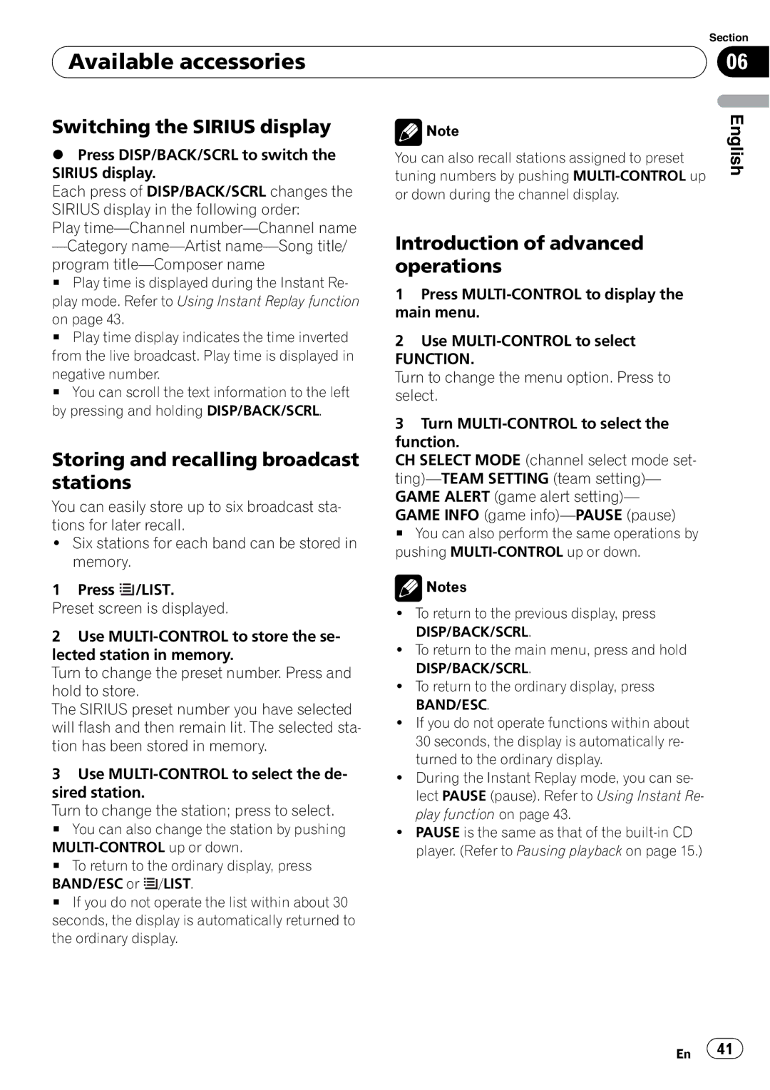 Pioneer DEH-P3100UB operation manual Switching the Sirius display, Introduction of advanced operations, Negative number 