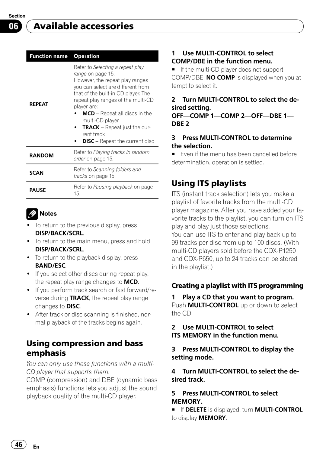 Pioneer DEH-P3100UB Using ITS playlists, Using compression and bass emphasis, Creating a playlist with ITS programming 