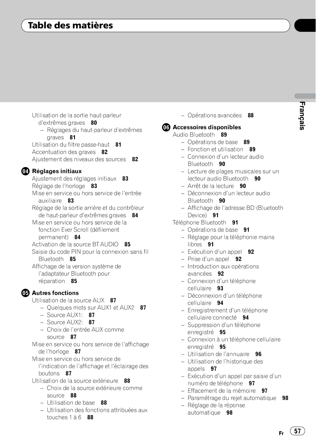 Pioneer DEH-P3100UB operation manual Réglages du haut-parleur d’extrêmes graves 