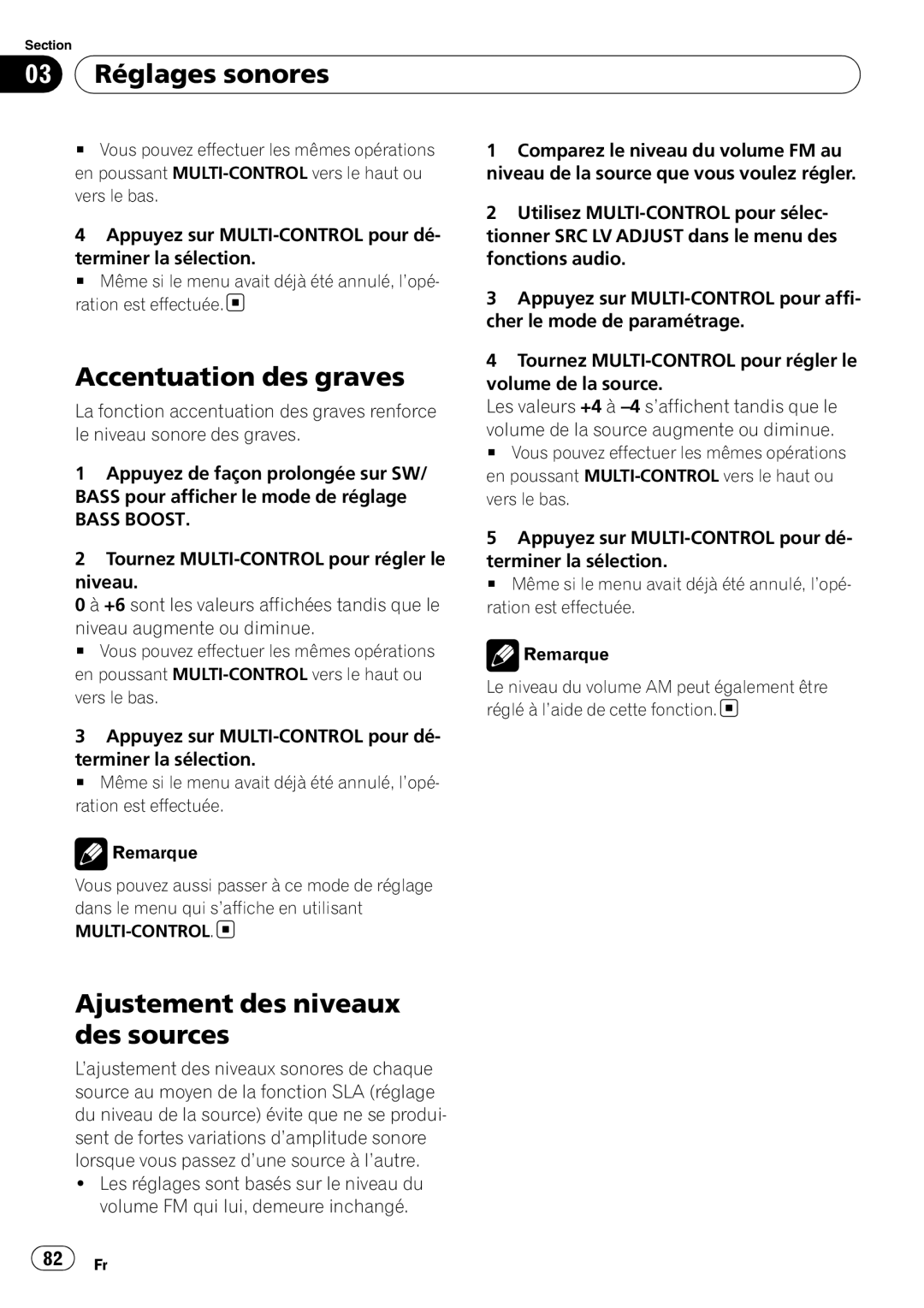 Pioneer DEH-P3100UB operation manual Accentuation des graves, Ajustement des niveaux des sources, Bass Boost 