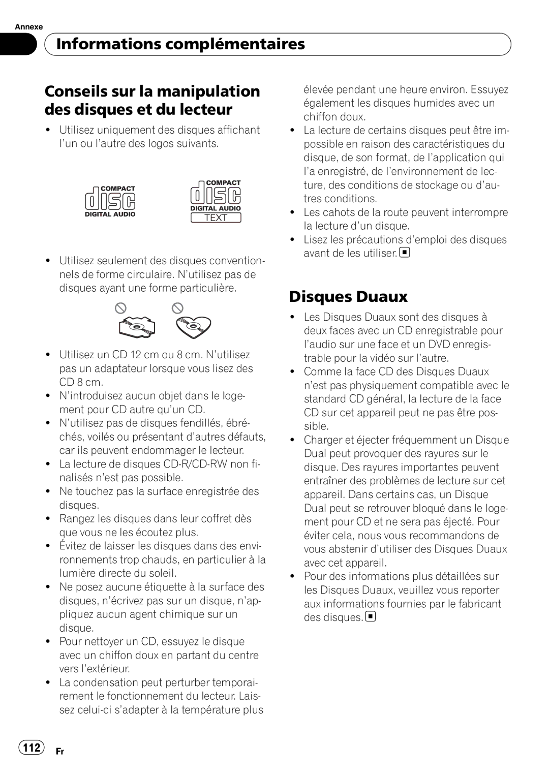 Pioneer DEH-P310UB operation manual Disques Duaux, 112 Fr 