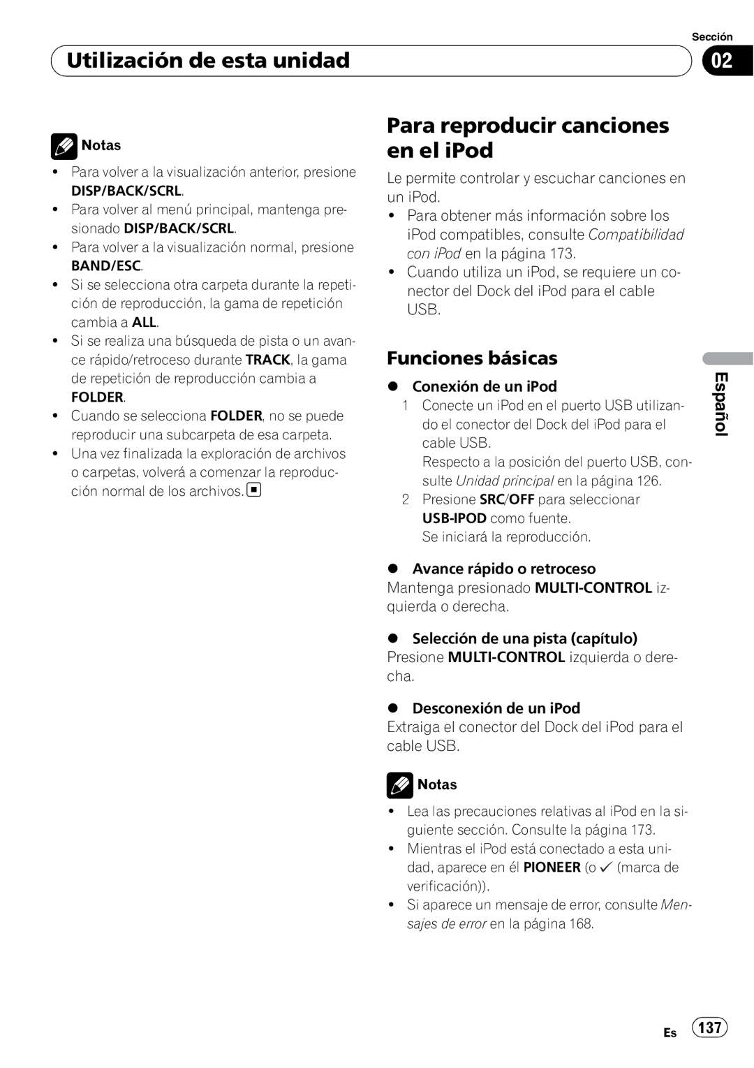 Pioneer DEH-P310UB operation manual Para reproducir canciones en el iPod, Folder 