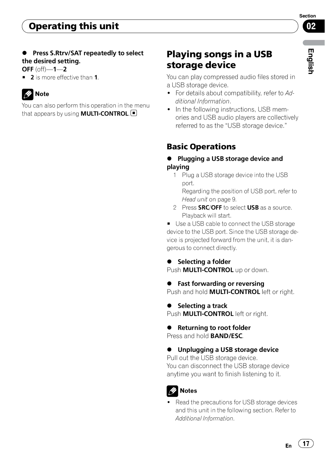 Pioneer DEH-P310UB operation manual Playing songs in a USB, Storage device, English 