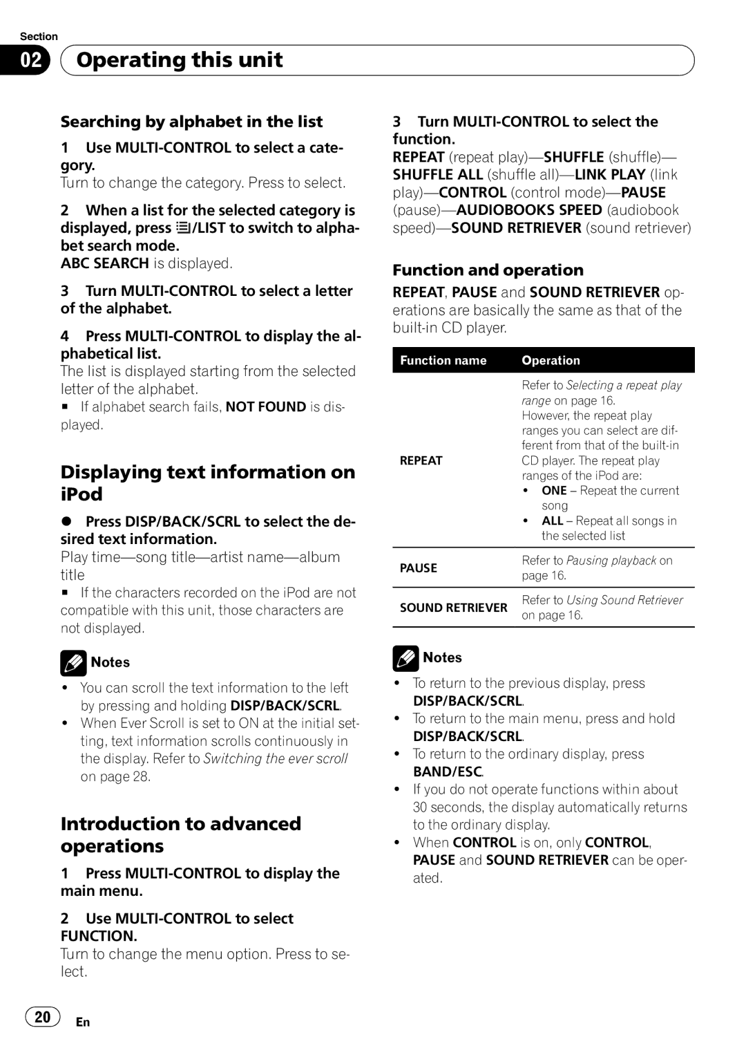 Pioneer DEH-P310UB operation manual Displaying text information on, IPod, Searching by alphabet in the list 