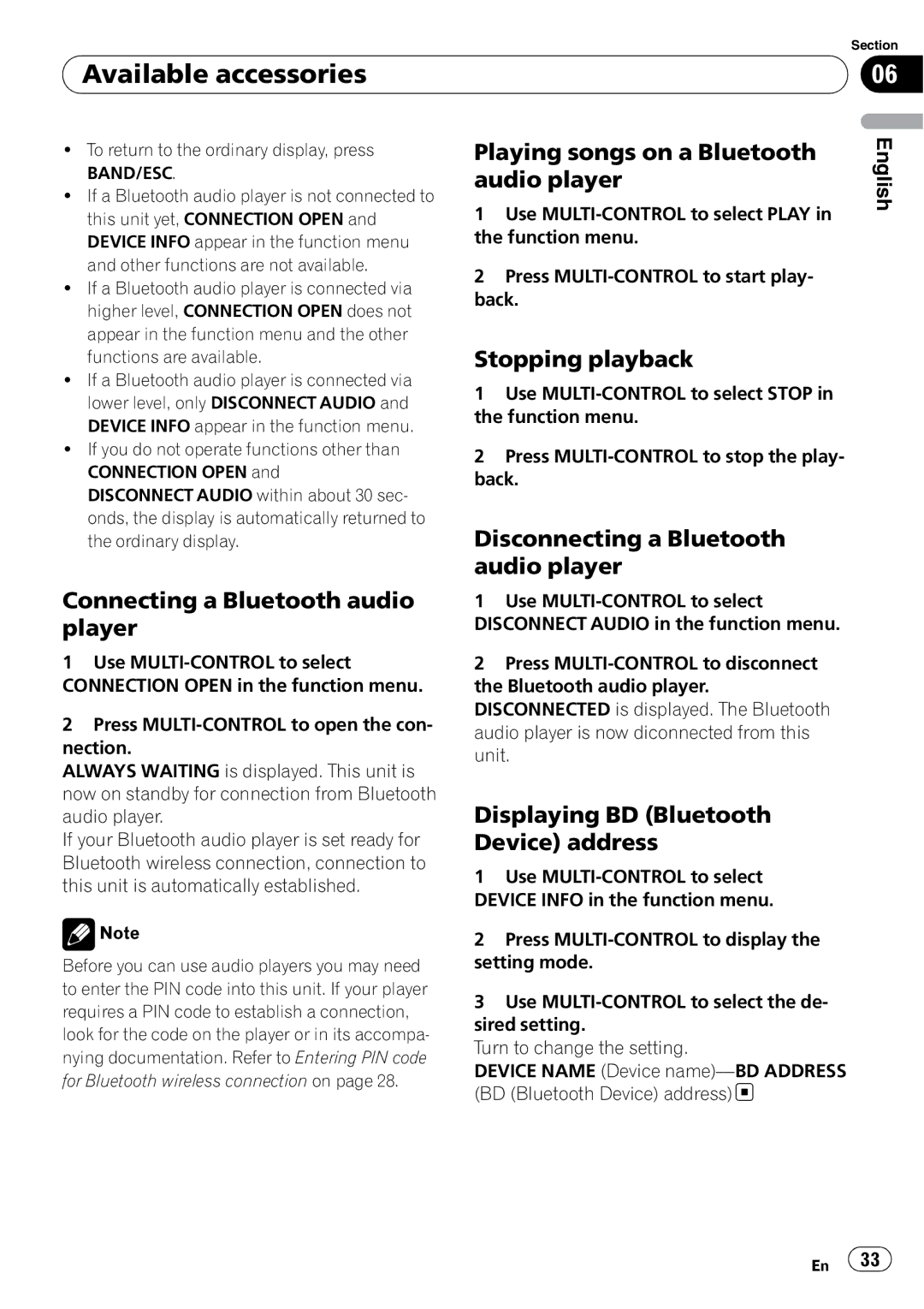 Pioneer DEH-P310UB operation manual Available accessories 