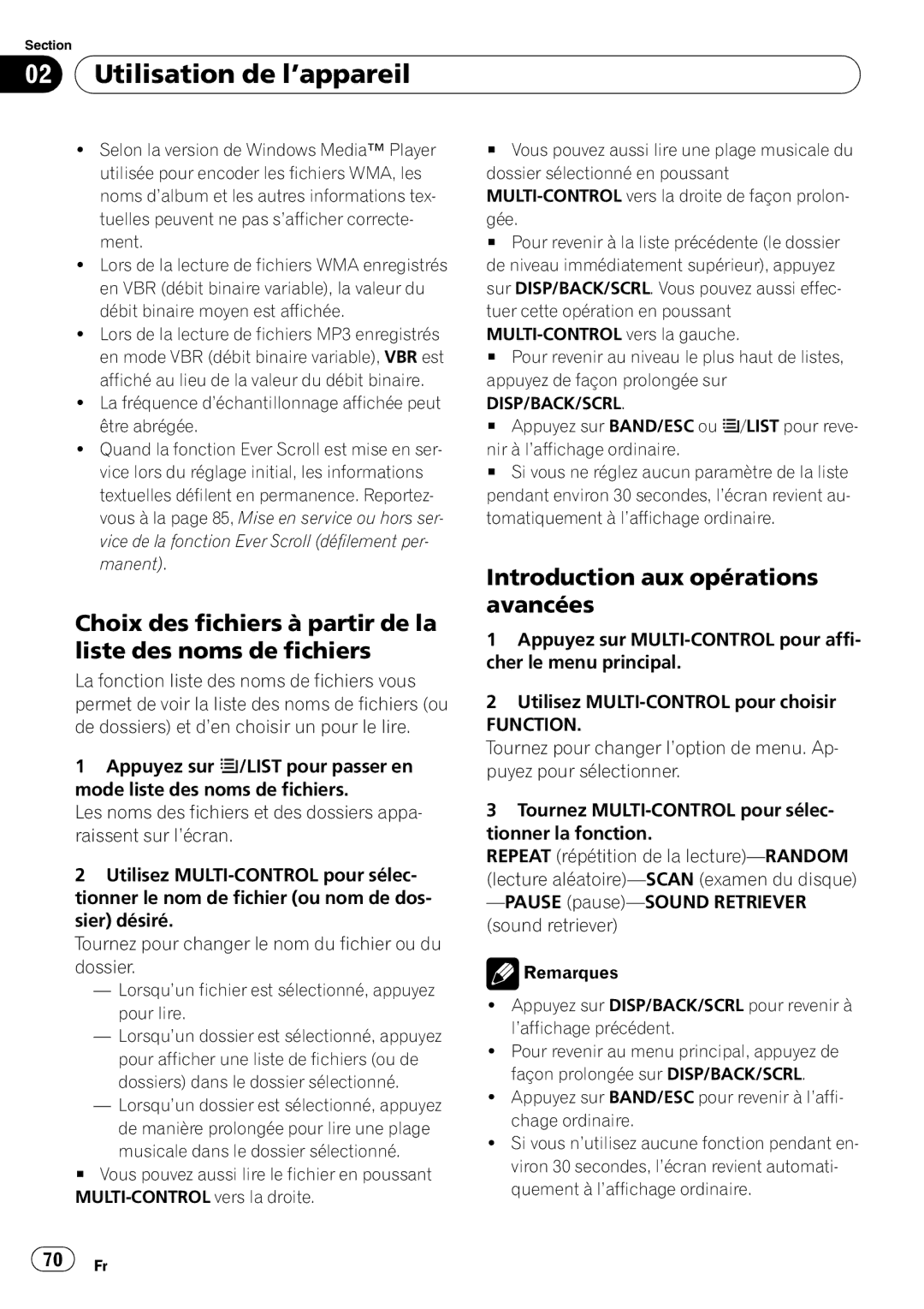 Pioneer DEH-P310UB operation manual Choix des fichiers à partir de la liste des noms de fichiers 