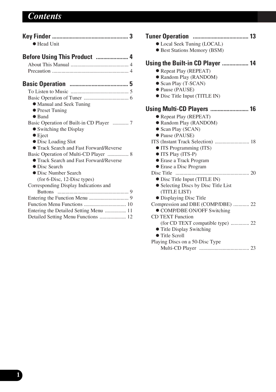 Pioneer DEH-P3150-B operation manual Contents 