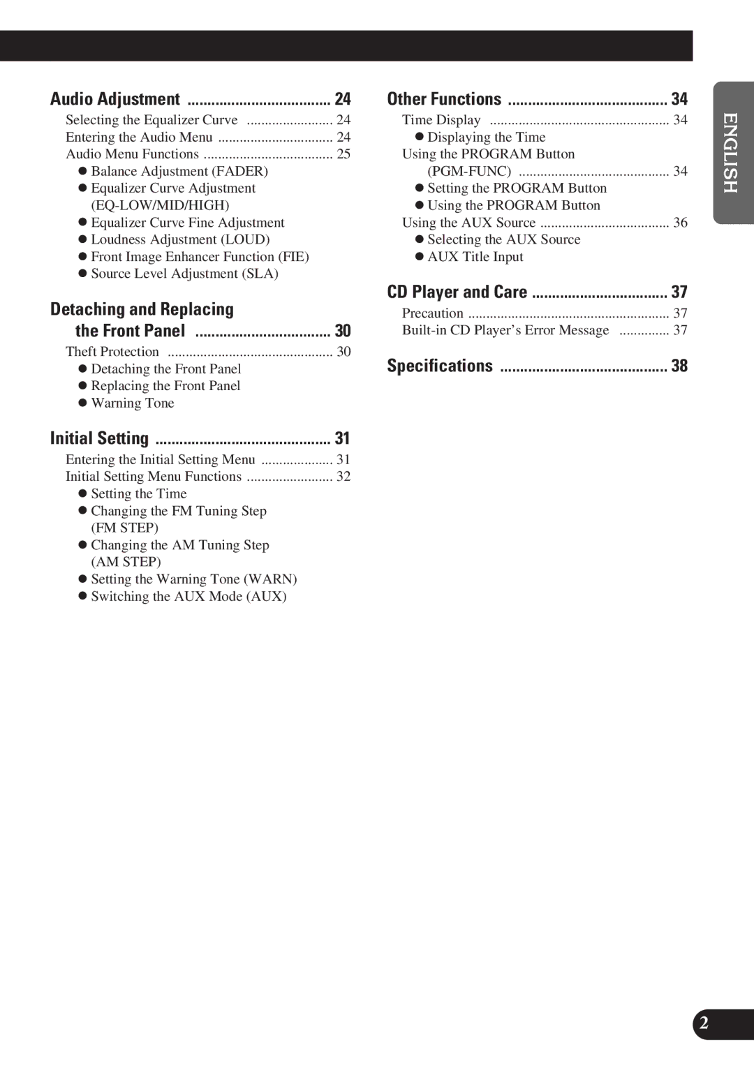 Pioneer DEH-P3150-B operation manual Detaching and Replacing, Audio Adjustment 