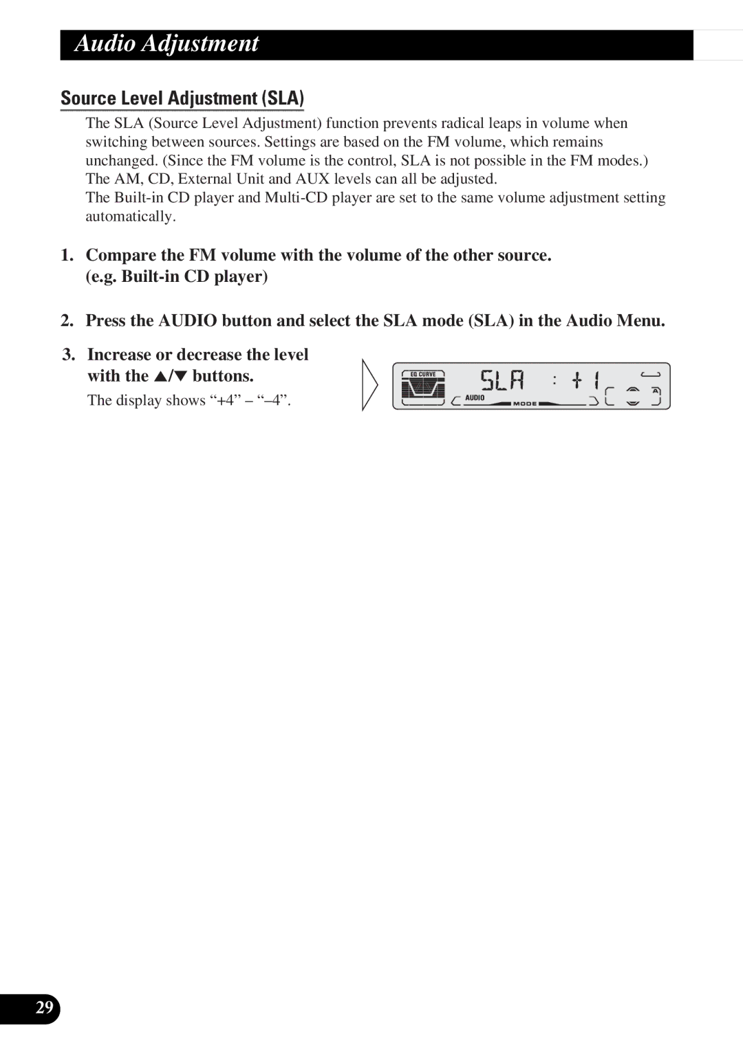 Pioneer DEH-P3150-B operation manual Source Level Adjustment SLA 