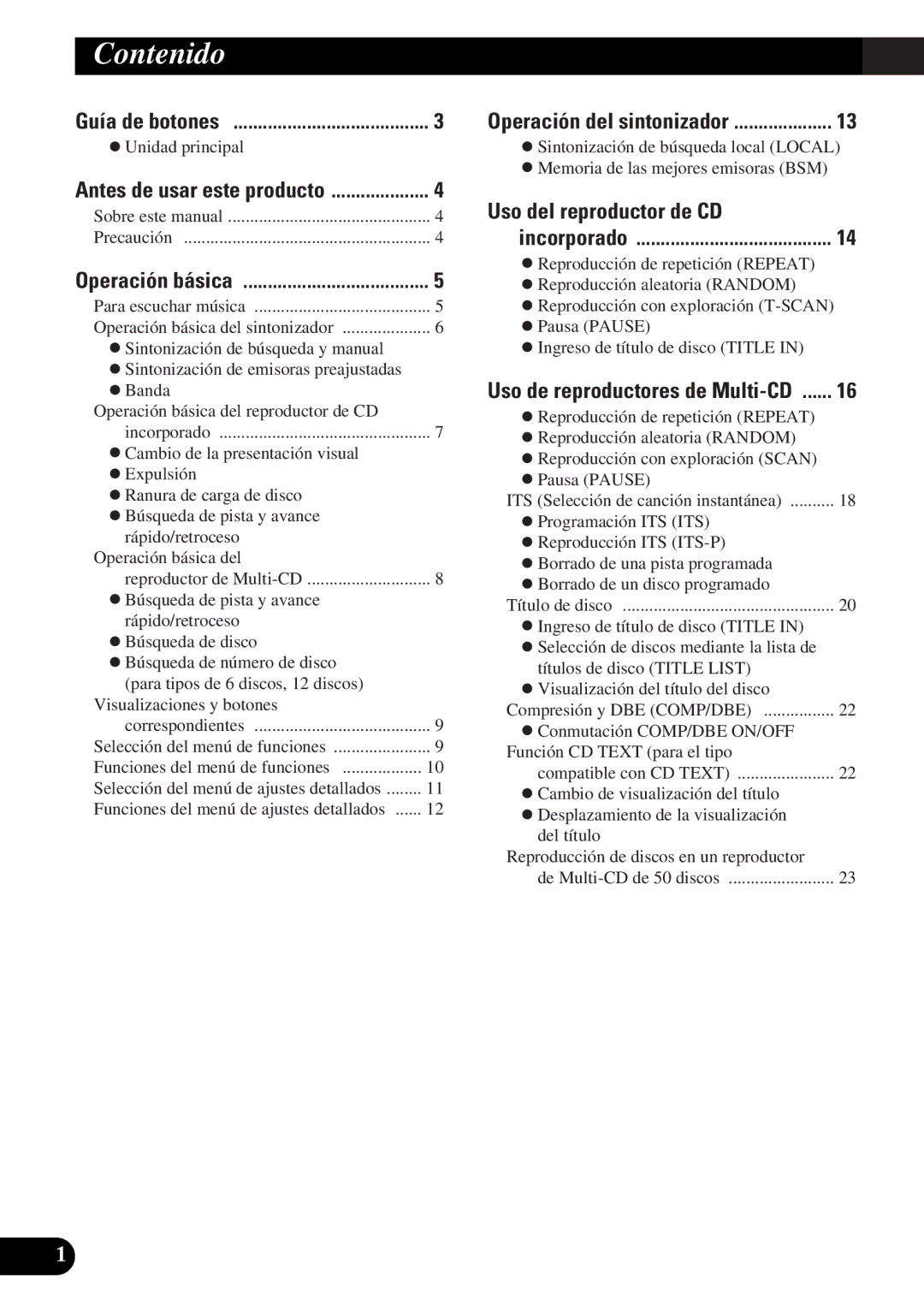 Pioneer DEH-P3150-B operation manual Contenido, Uso del reproductor de CD 