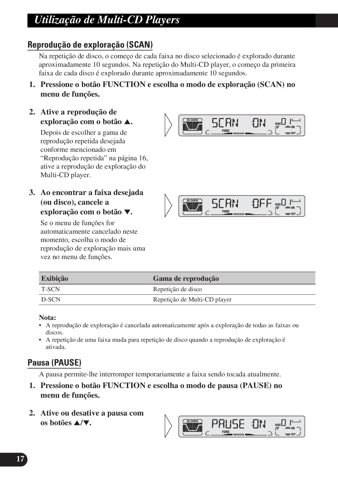 Pioneer DEH-P3150-B operation manual Reprodução de exploração Scan 