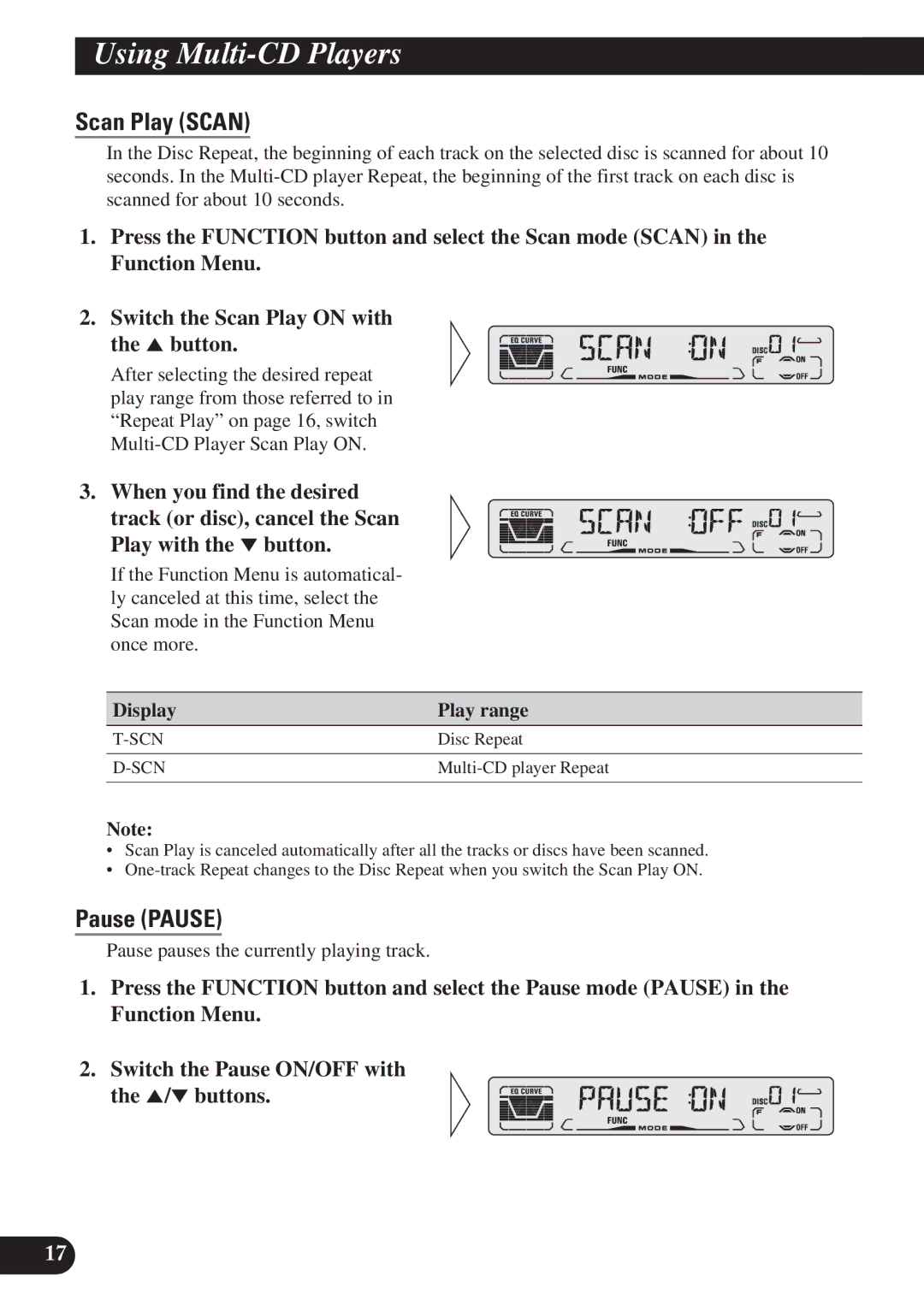 Pioneer DEH-P3150 operation manual Scan Play Scan 