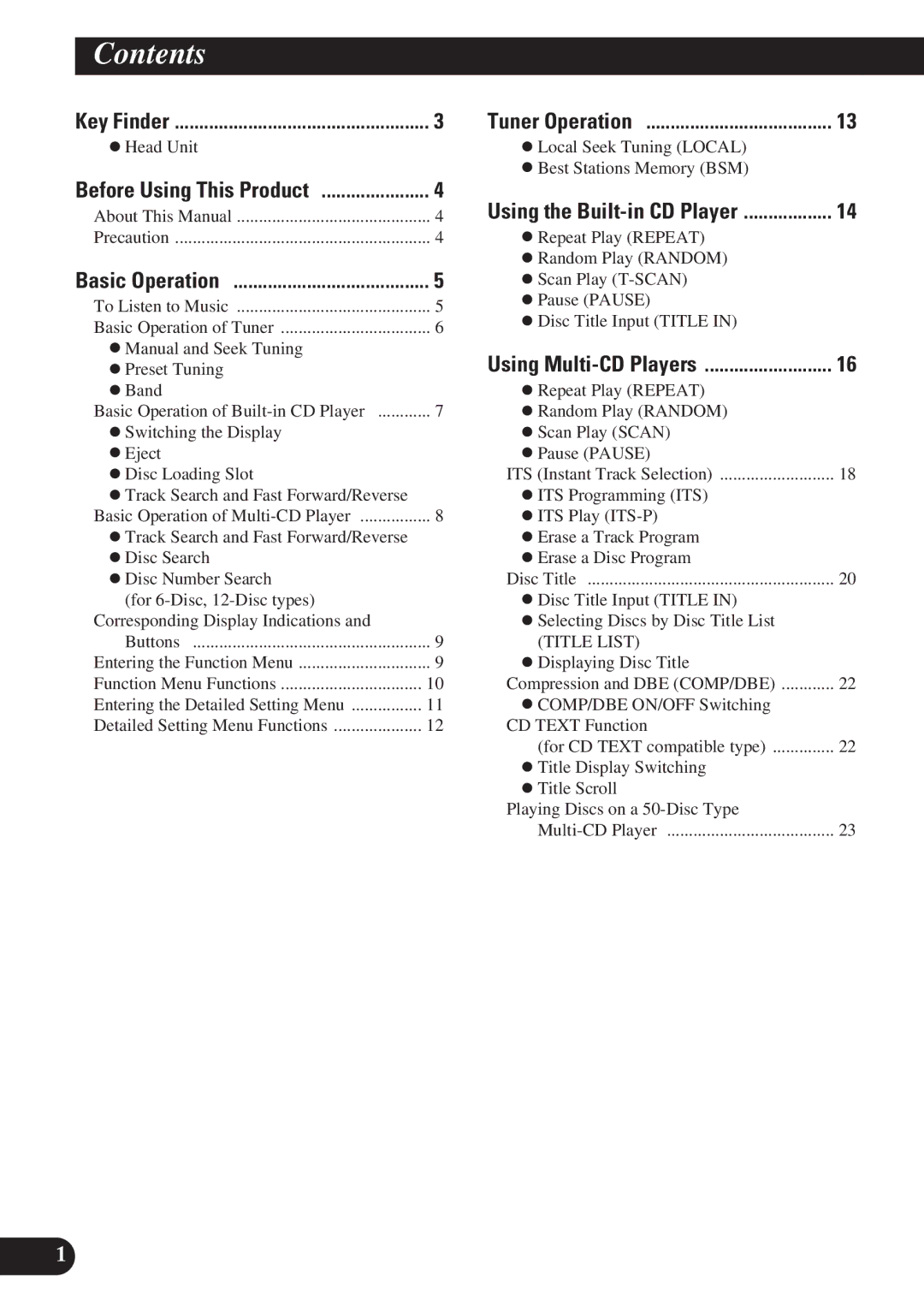 Pioneer DEH-P3150 operation manual Contents 