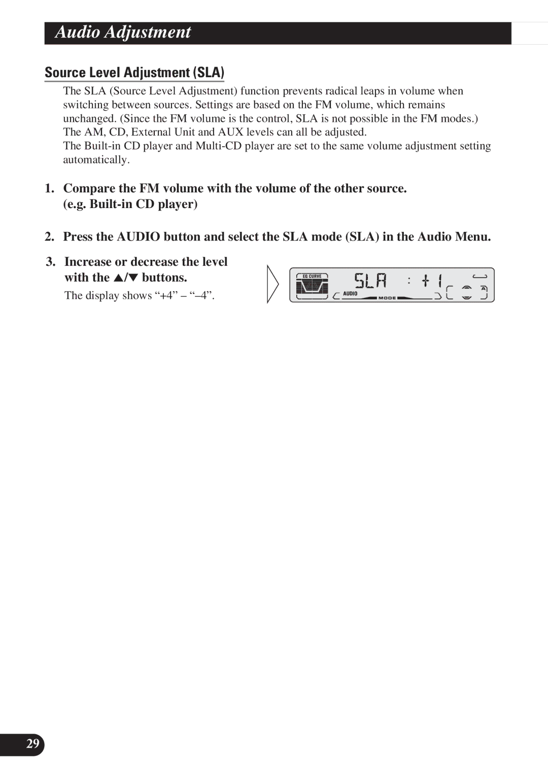 Pioneer DEH-P3150 operation manual Source Level Adjustment SLA 