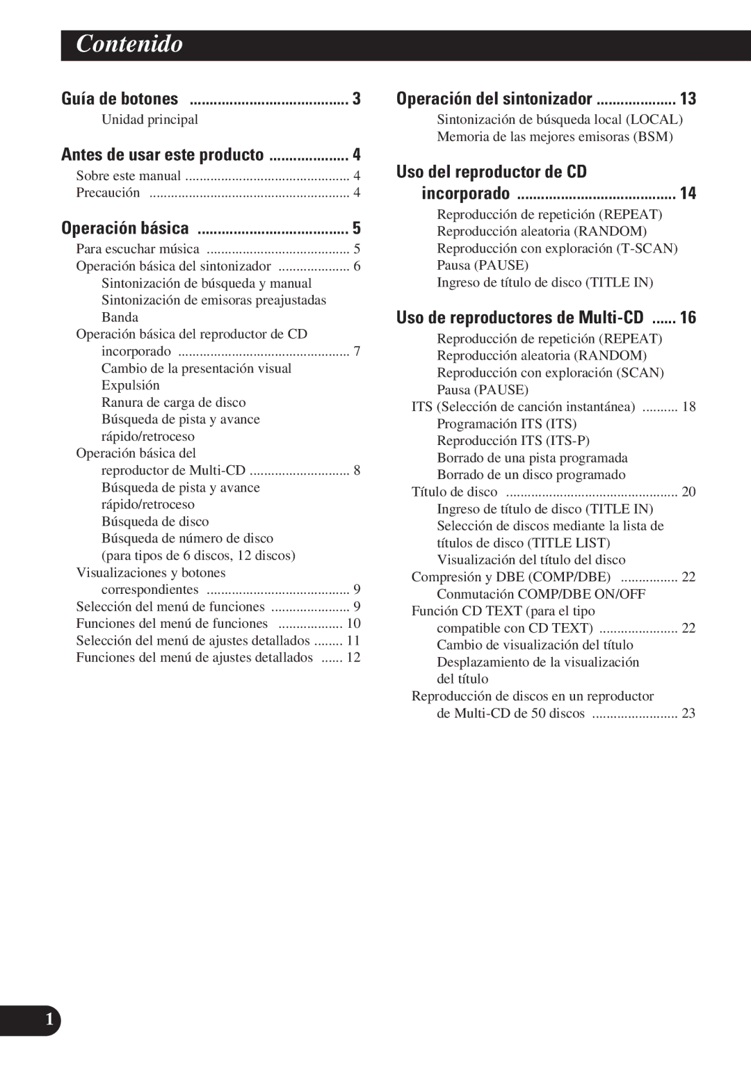 Pioneer DEH-P3150 operation manual Contenido, Uso del reproductor de CD 