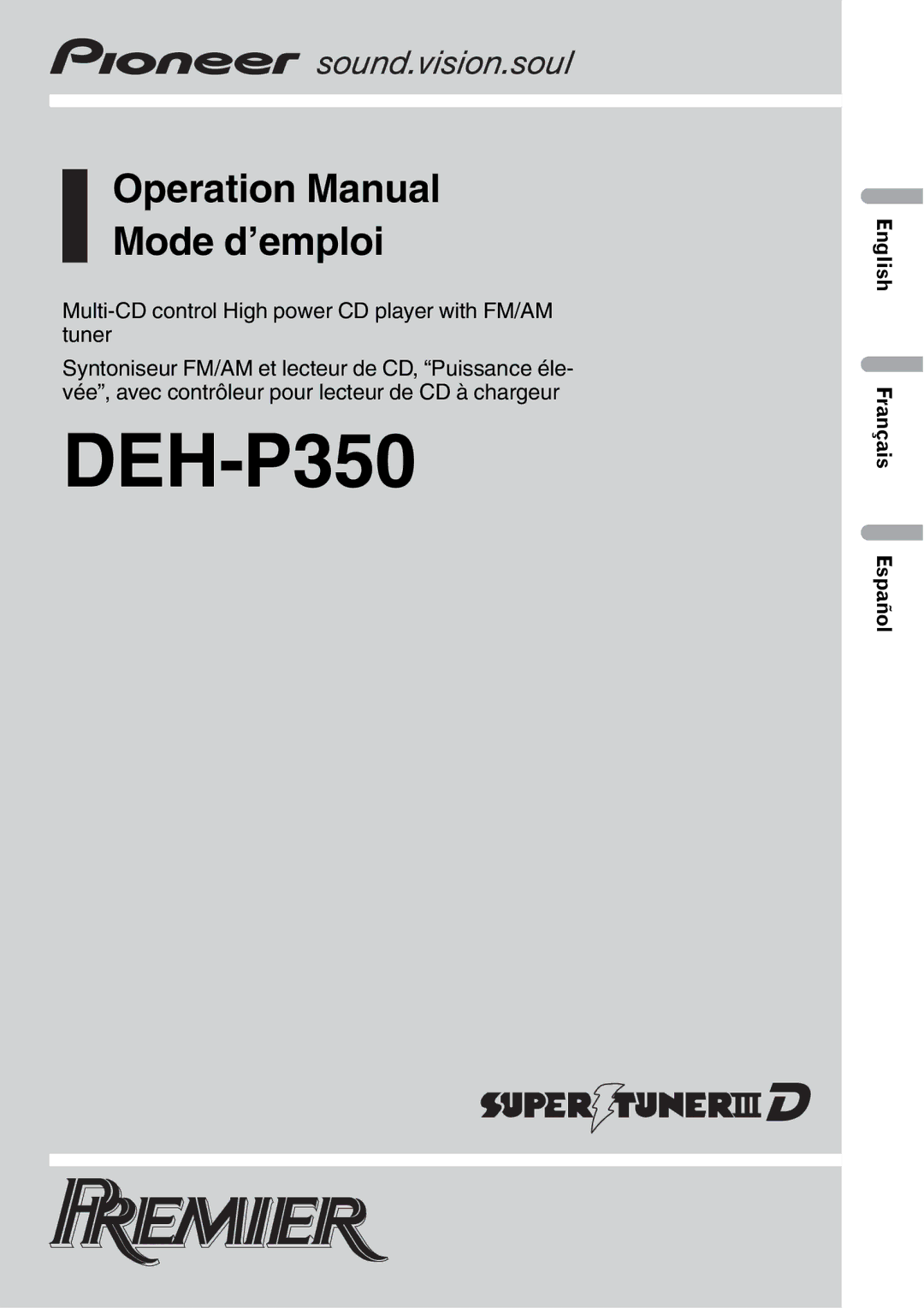 Pioneer DEH-P350 operation manual 