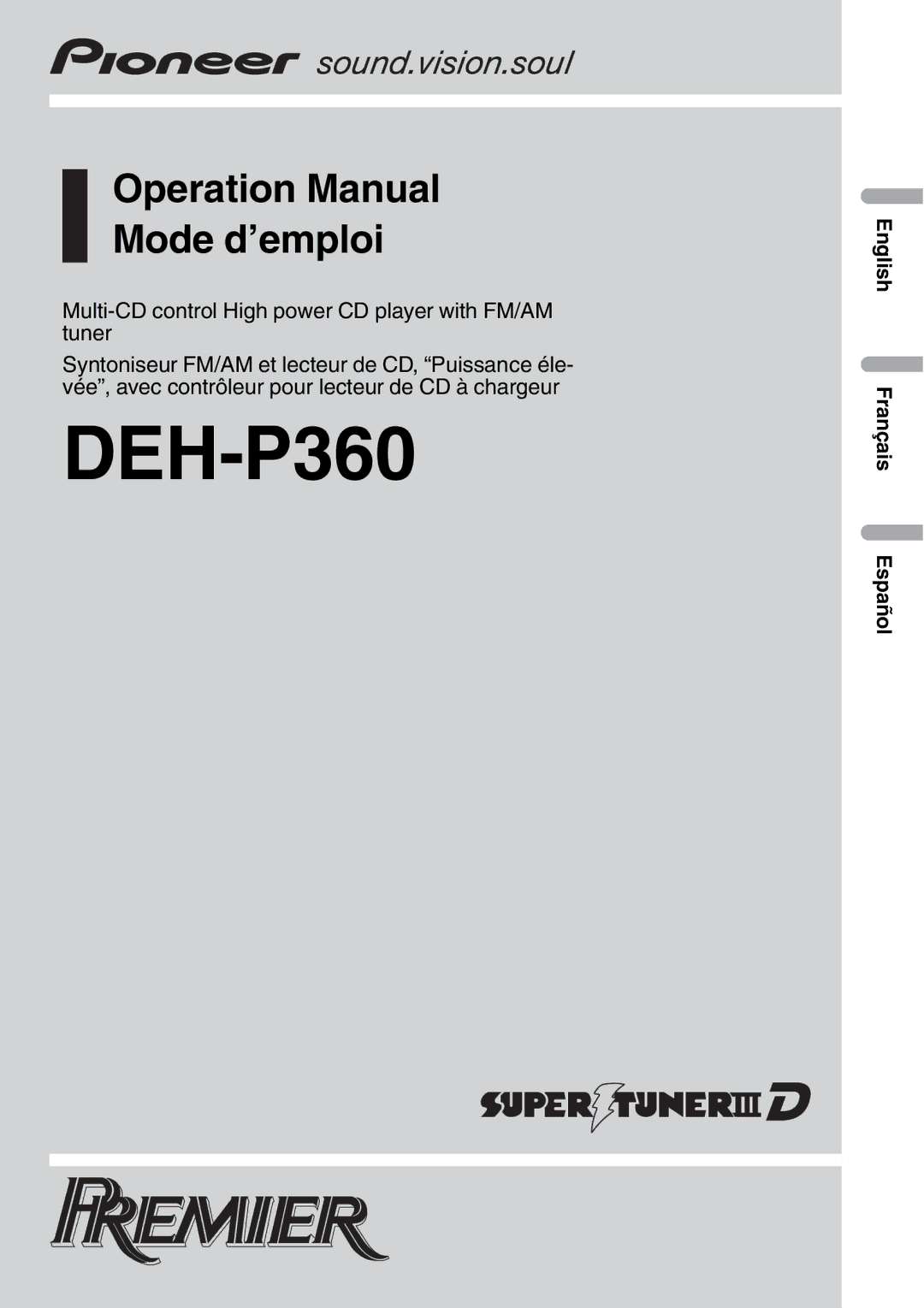 Pioneer DEH-P360 operation manual 