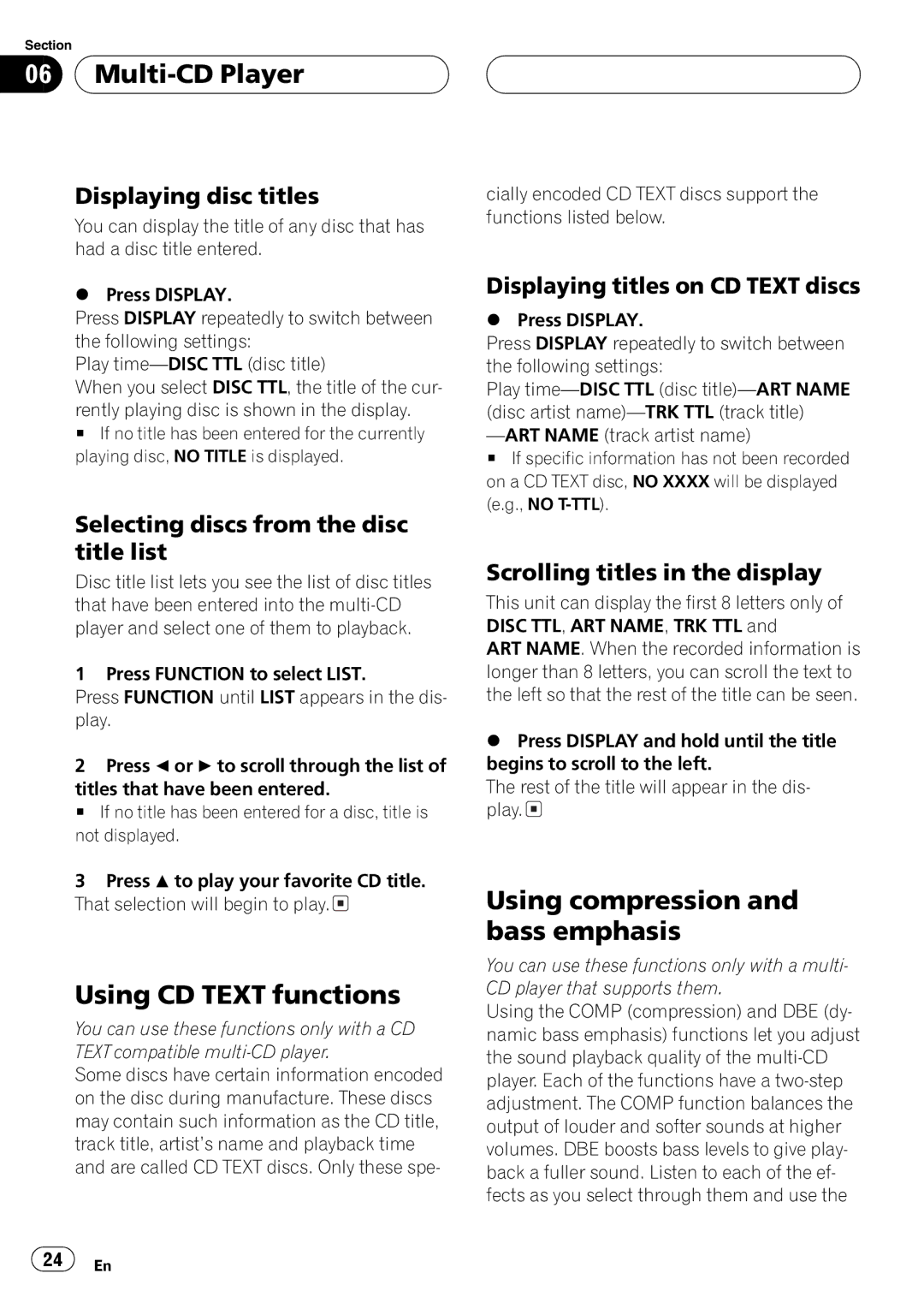 Pioneer DEH-P360 operation manual 