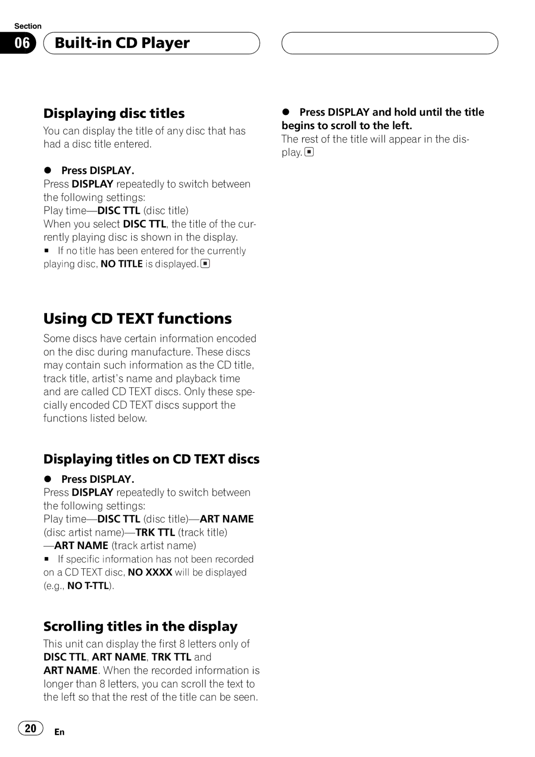 Pioneer DEH-P3600MPB, DEH-P3630MP operation manual 