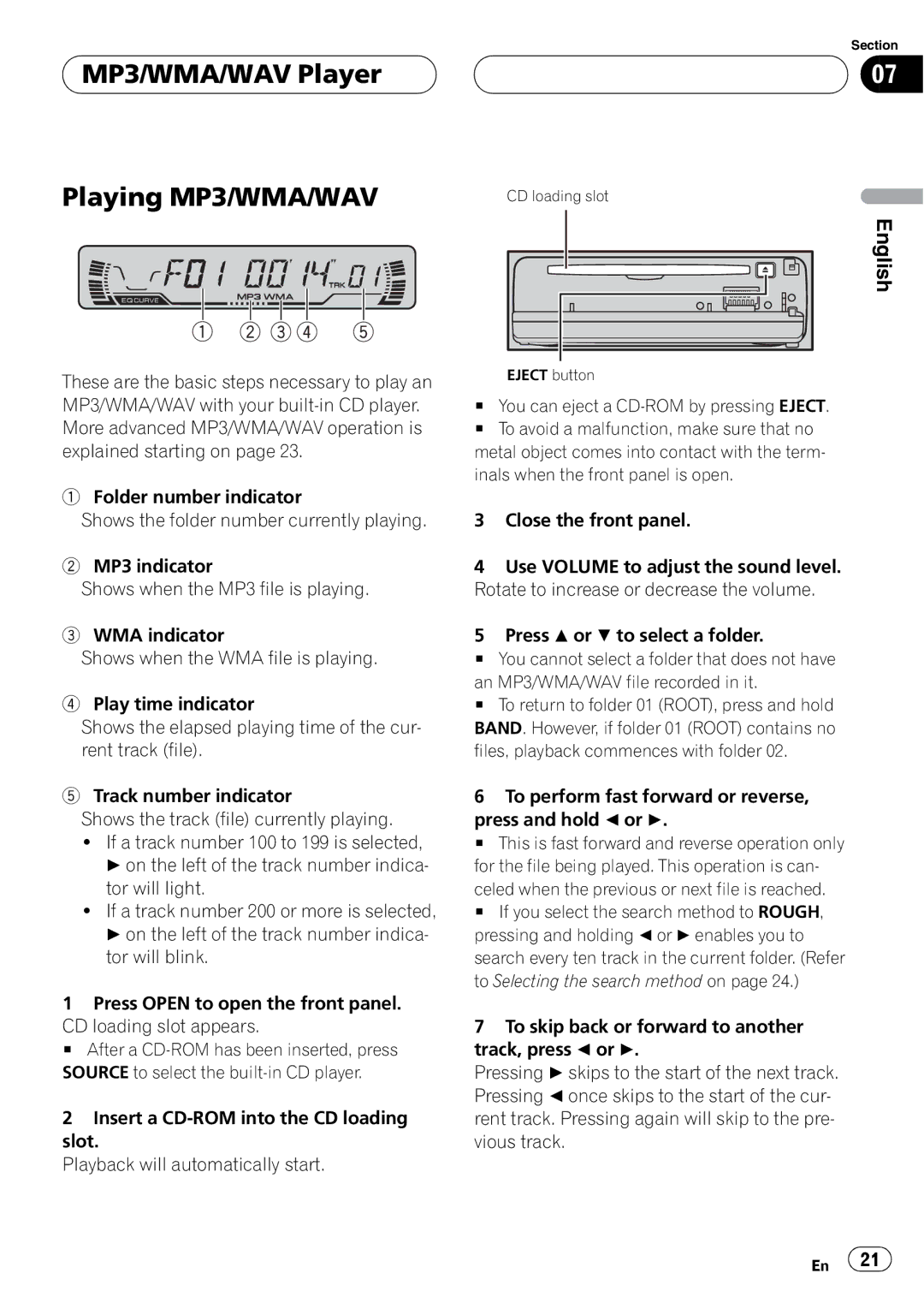 Pioneer DEH-P3600MPB, DEH-P3630MP operation manual 