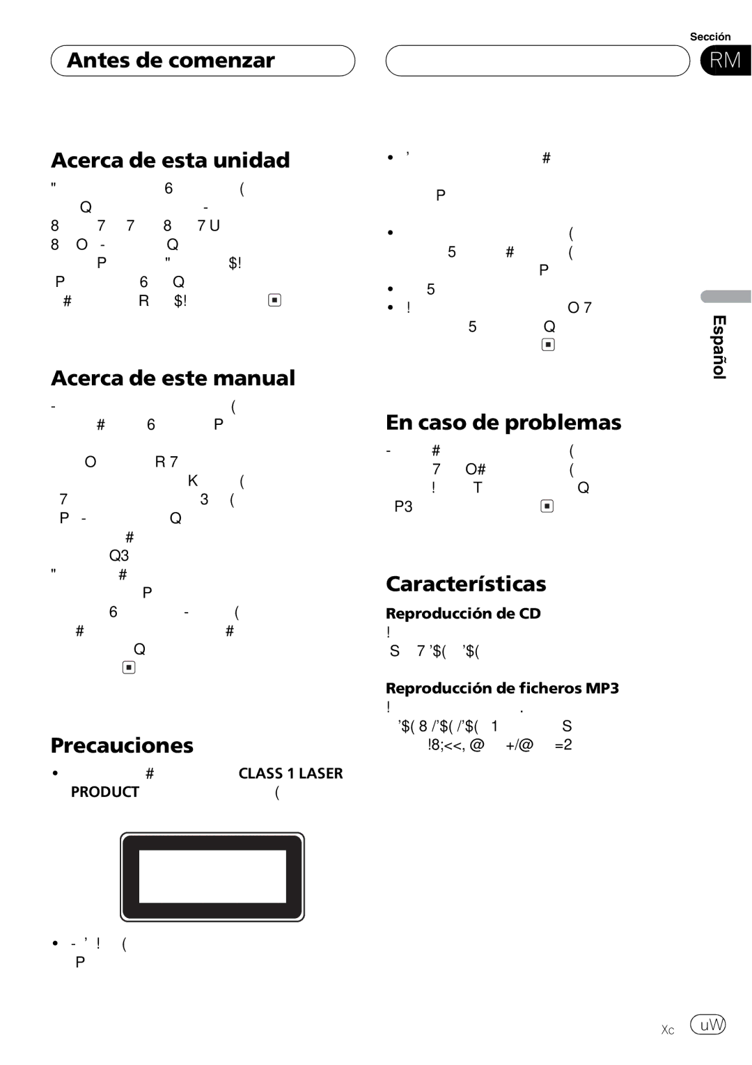 Pioneer DEH-P3630MP, DEH-P3600MPB operation manual Class Laser Product 