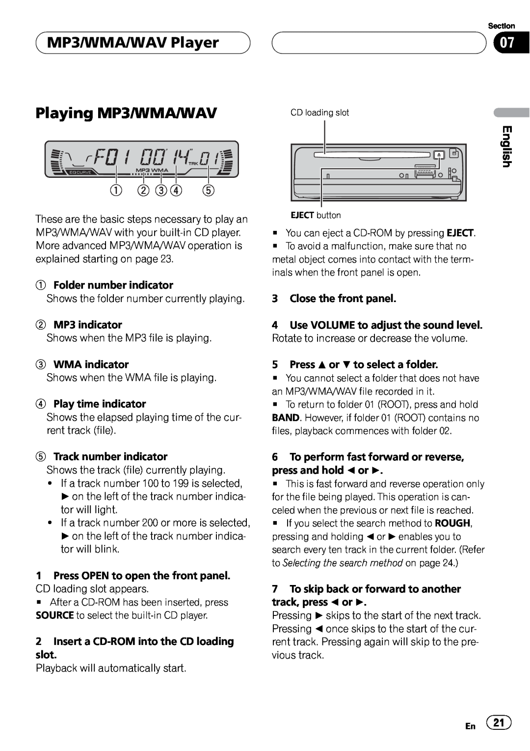 Pioneer DEH-P3600MPB, DEH-P3630MP operation manual 