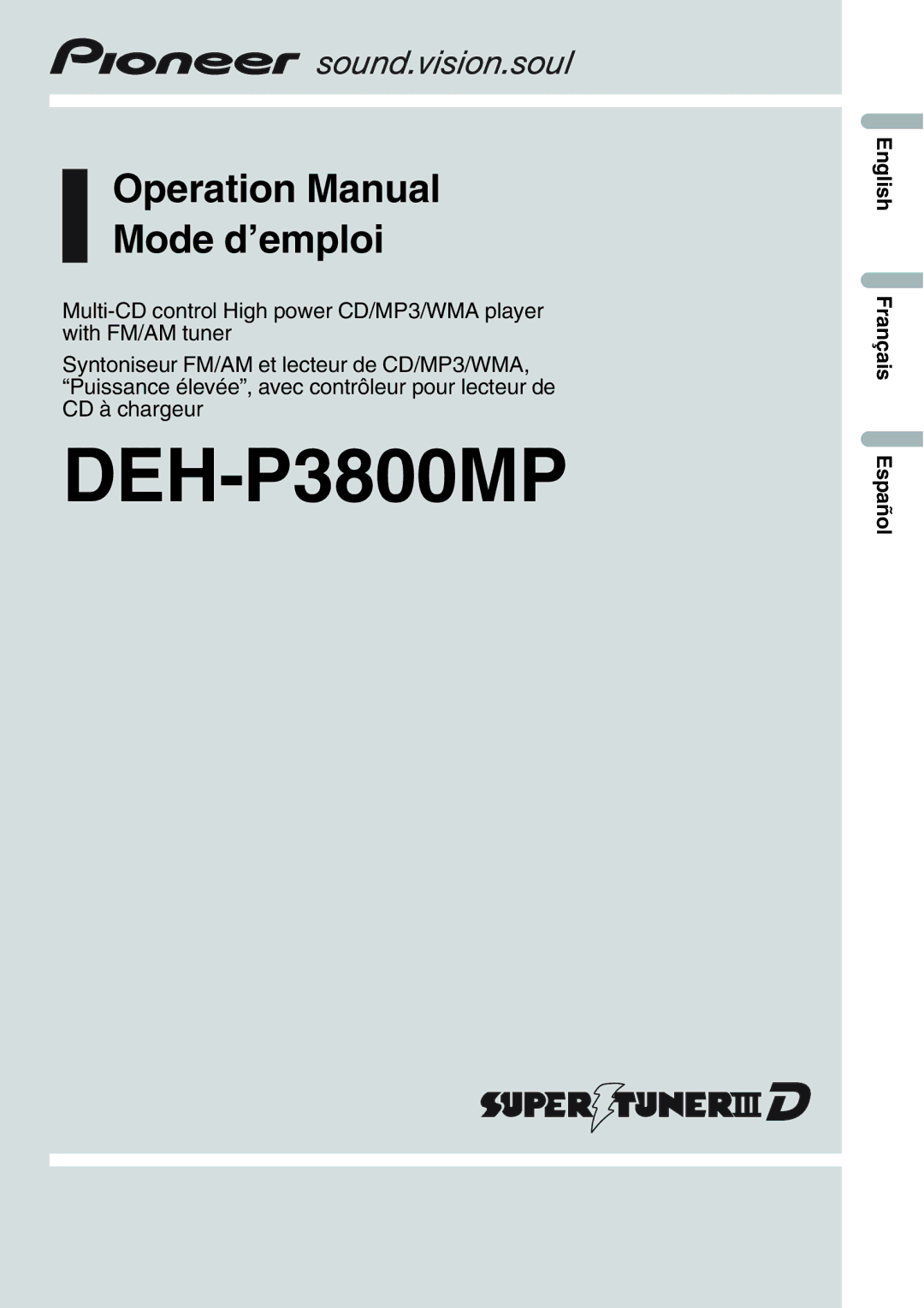 Pioneer DEH-P3800MP operation manual 