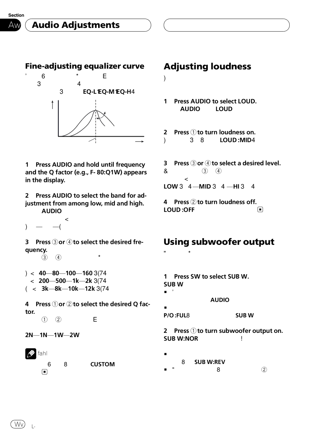 Pioneer DEH-P3800MP operation manual Level dB =2N Q=2W Center frequency Frequency Hz 