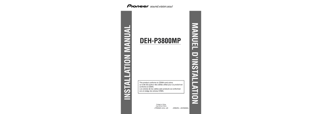 Pioneer DEH-P3800MP operation manual Installation Manual 