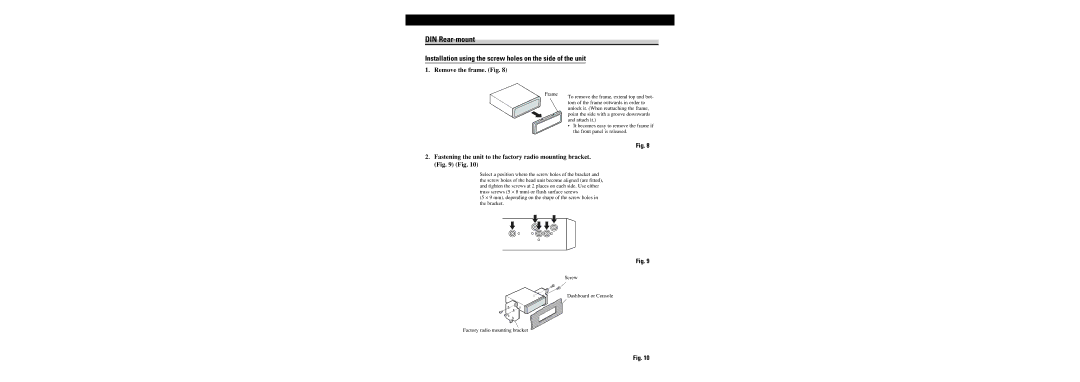 Pioneer DEH-P3800MP operation manual DIN Rear-mount 