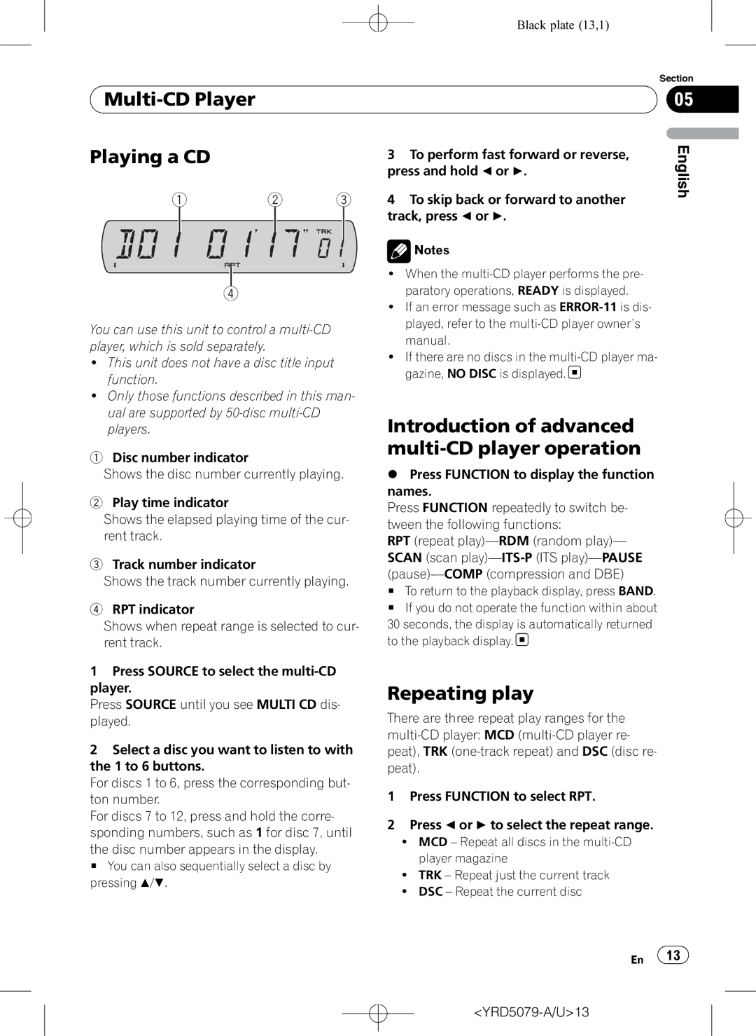 Pioneer DEH-P3950MP operation manual Multi-CD Player Playing a CD, Introduction of advanced, Multi-CD player operation 