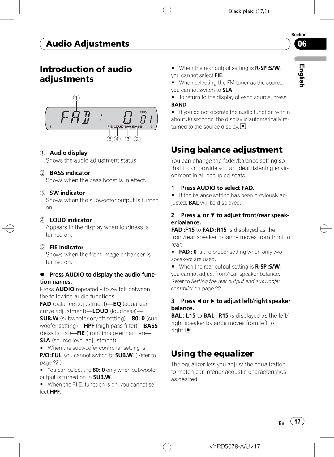 Pioneer DEH-P3950MP operation manual Audio Adjustments Introduction of audio, Using balance adjustment, Using the equalizer 