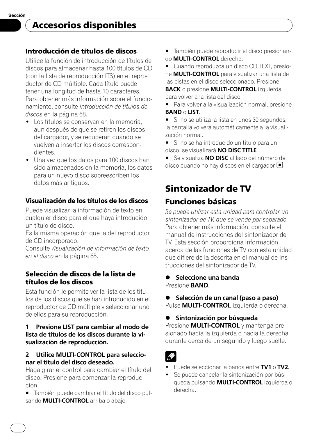 Pioneer DEH-P4050UB operation manual Sintonizador de TV, Visualización de los títulos de los discos, 100 Es 